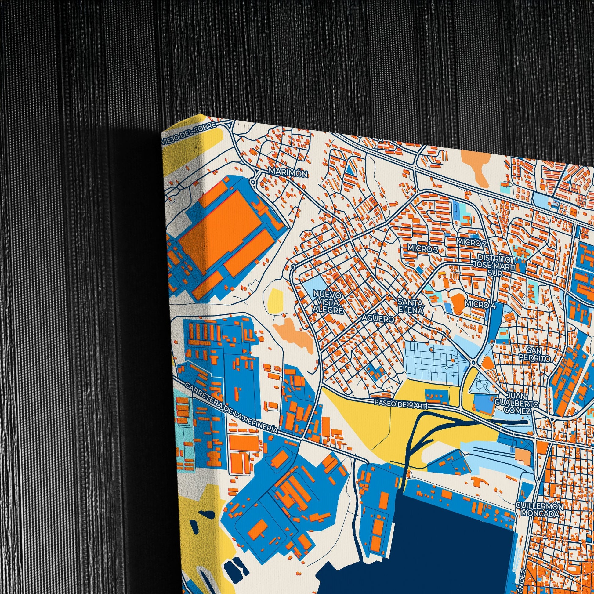 Santiago De Cuba Cuba Colorful City Map Canvas Print Detail