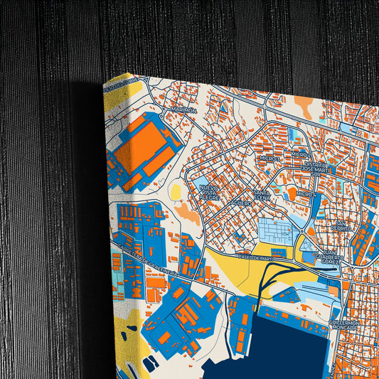 Santiago De Cuba Cuba Colorful City Map Canvas Print Detail