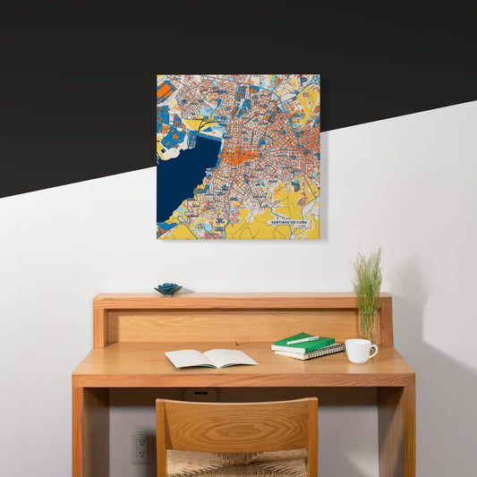 Santiago De Cuba Cuba Colorful City Map Canvas Print Scene