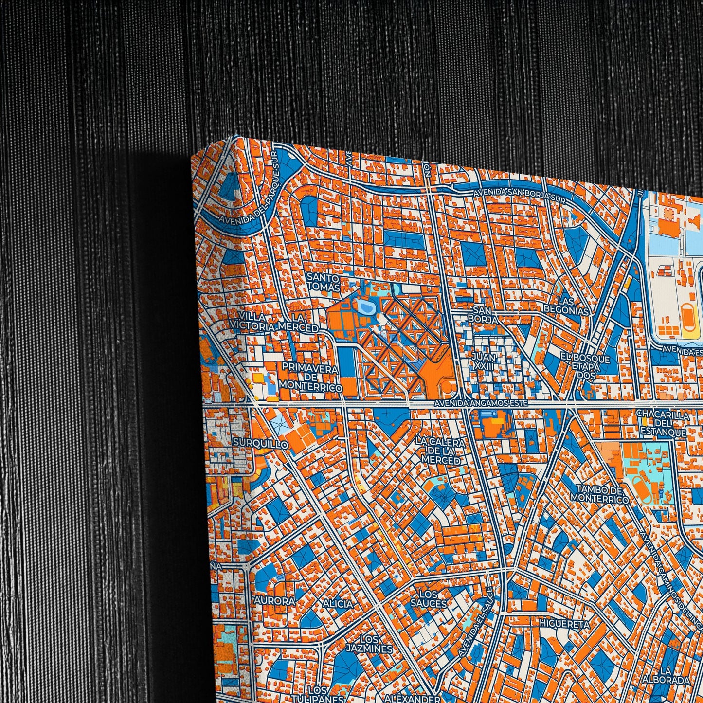 Santiago De Surco Peru Colorful City Map Canvas Print Detail