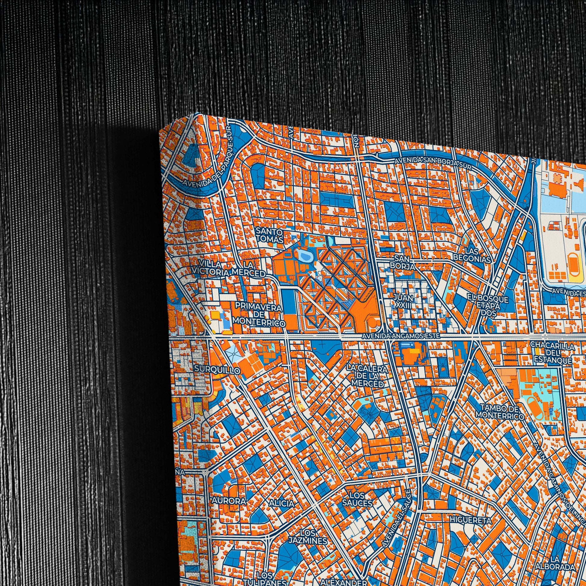 Santiago De Surco Peru Colorful City Map Canvas Print Detail
