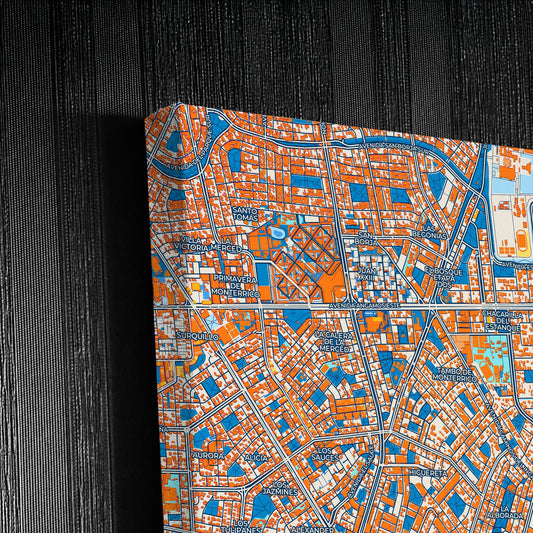 Santiago De Surco Peru Colorful City Map Canvas Print Detail