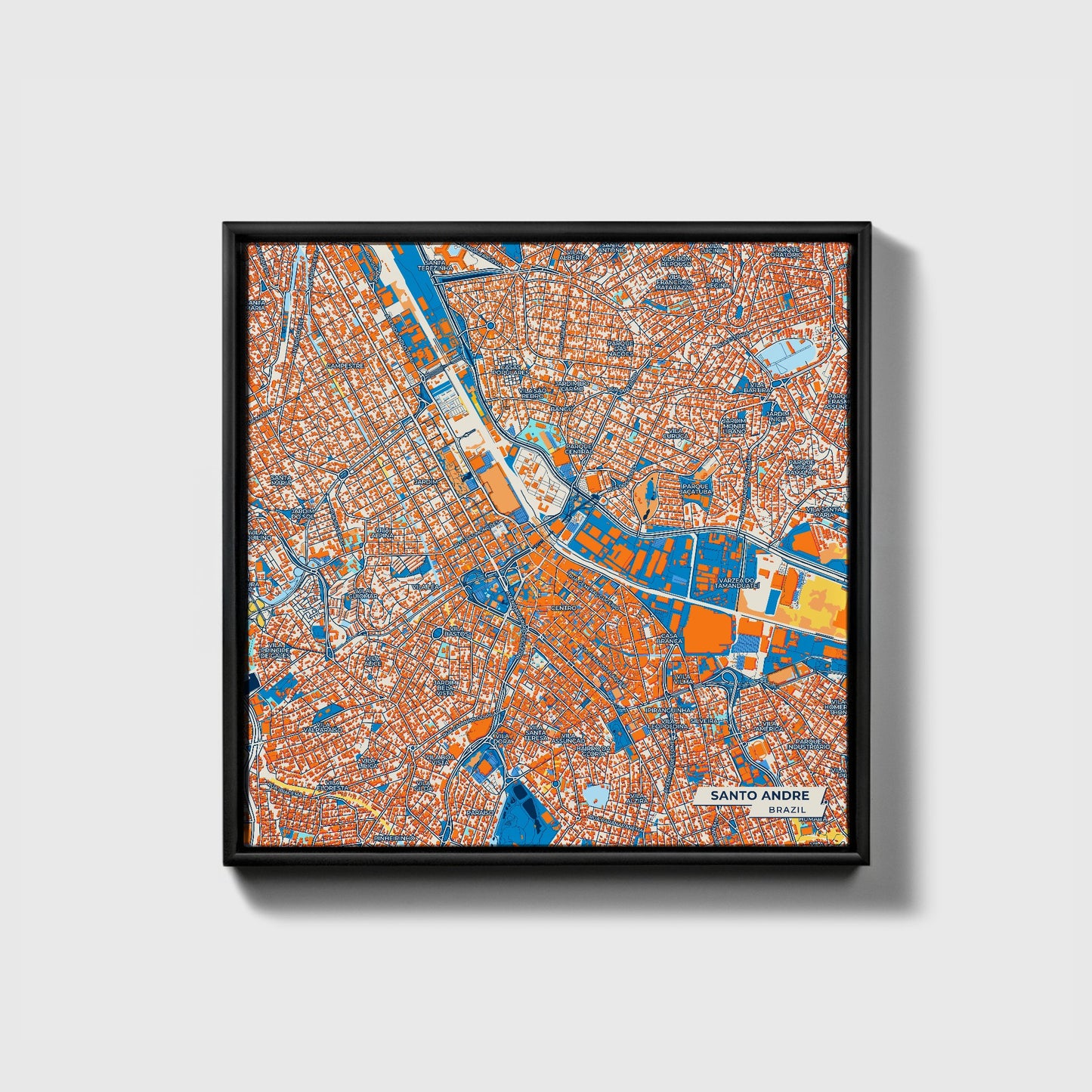 Santo Andre Brazil Colorful City Map Canvas Print • Black Framed