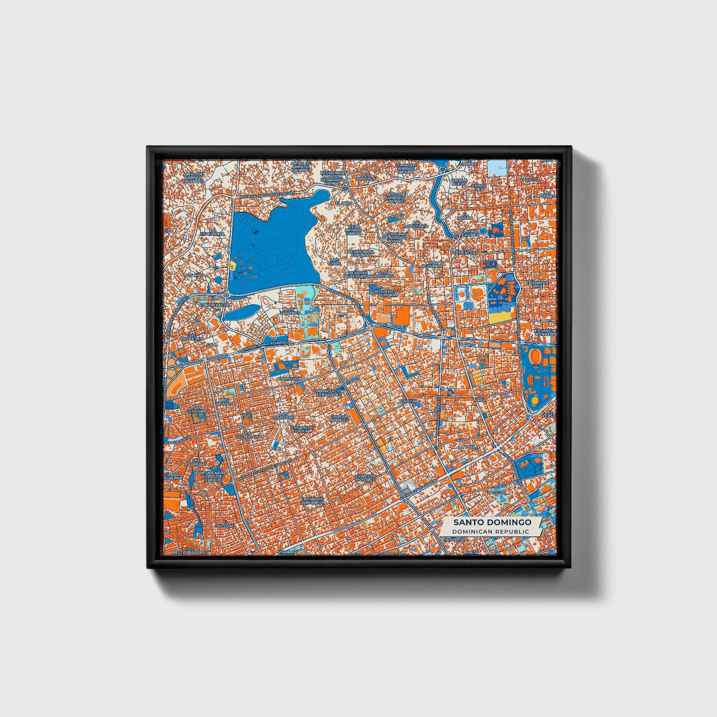 Santo Domingo Dominican Republic Colorful City Map Canvas Print • Black Framed