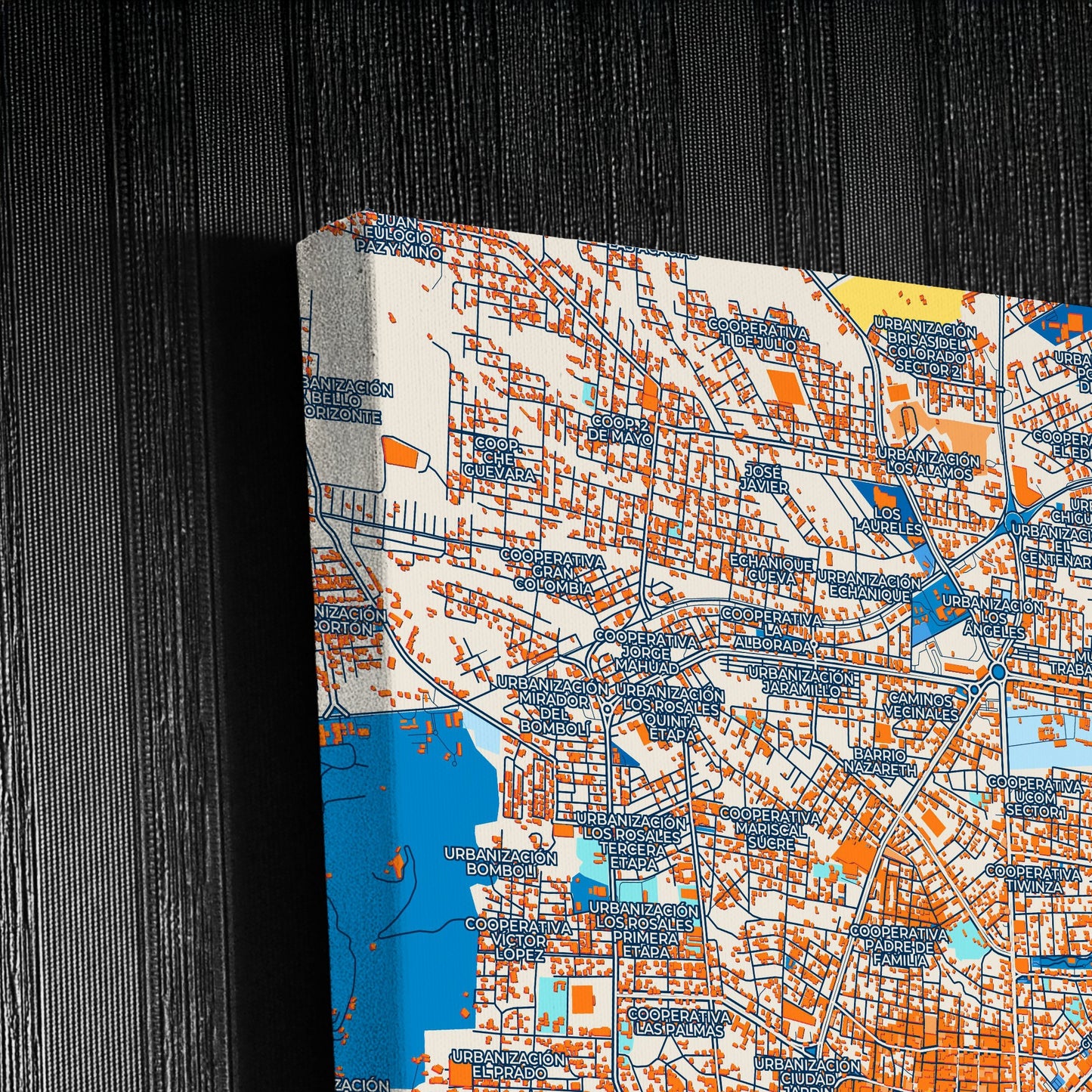 Santo Domingo De Los Colorados Ecuador Colorful City Map Canvas Print Detail