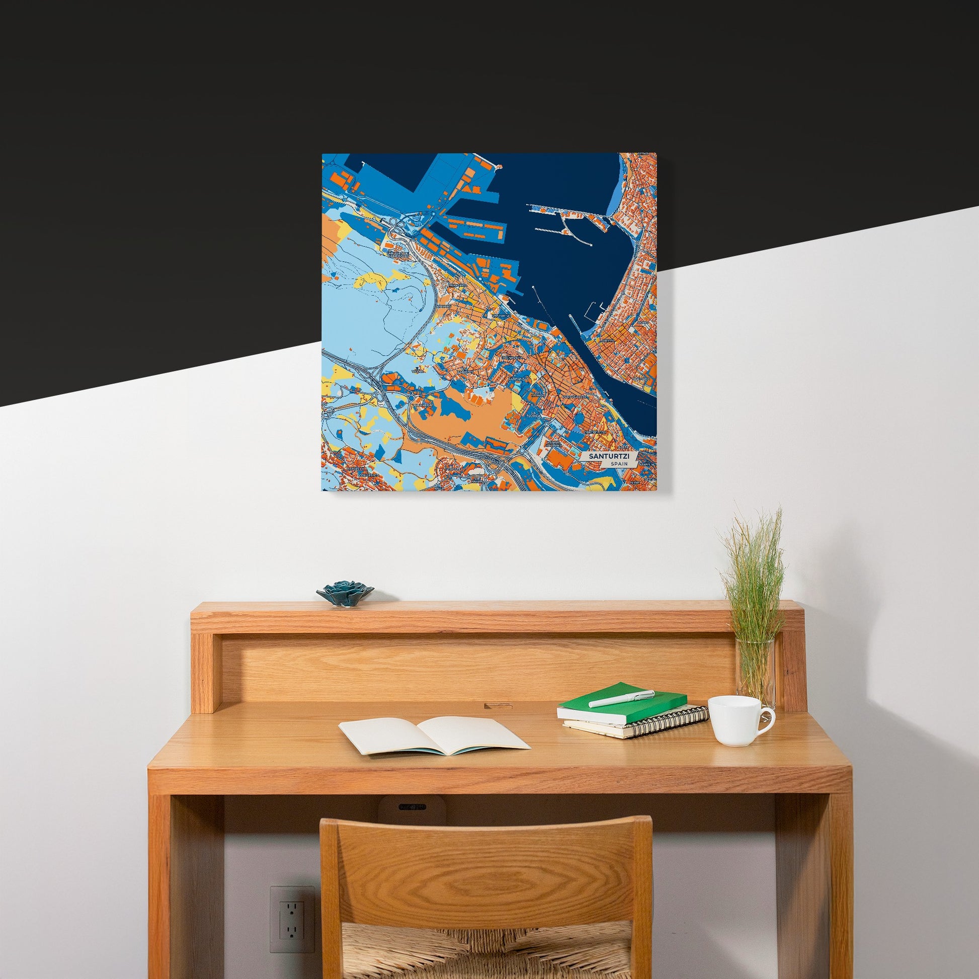 Santurtzi Spain Colorful City Map Canvas Print Scene