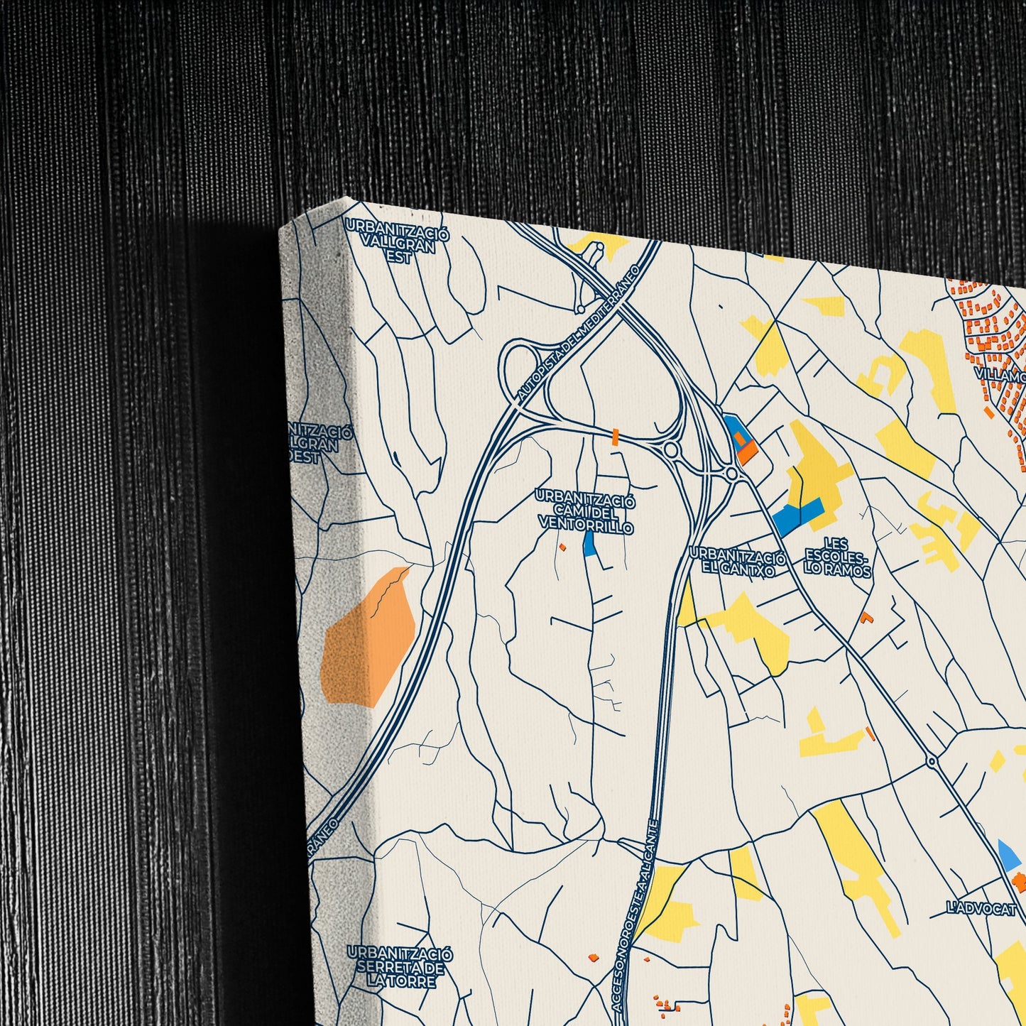 San Vicent Del Raspeig Spain Colorful City Map Canvas Print Detail