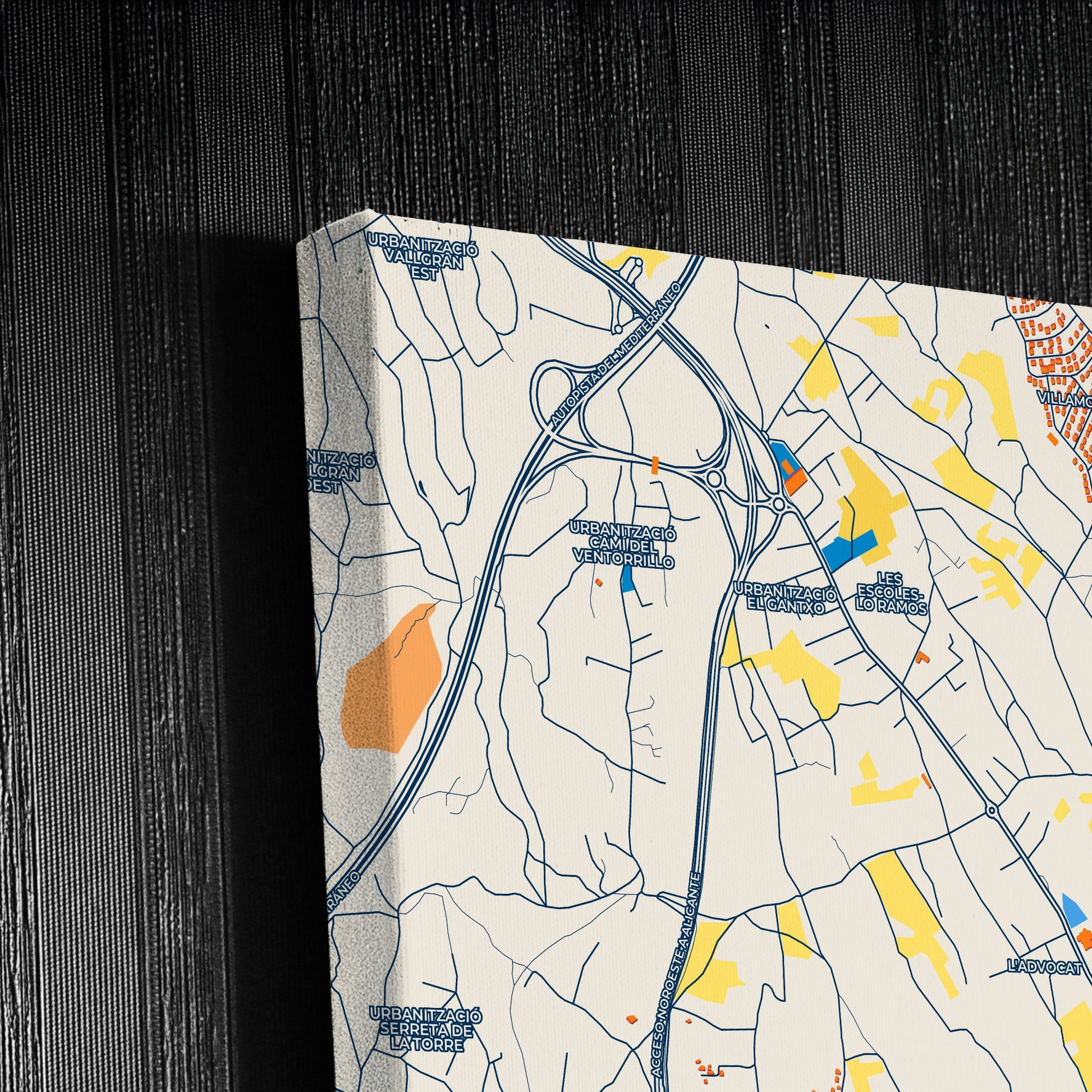 San Vicent Del Raspeig Spain Colorful City Map Canvas Print Detail