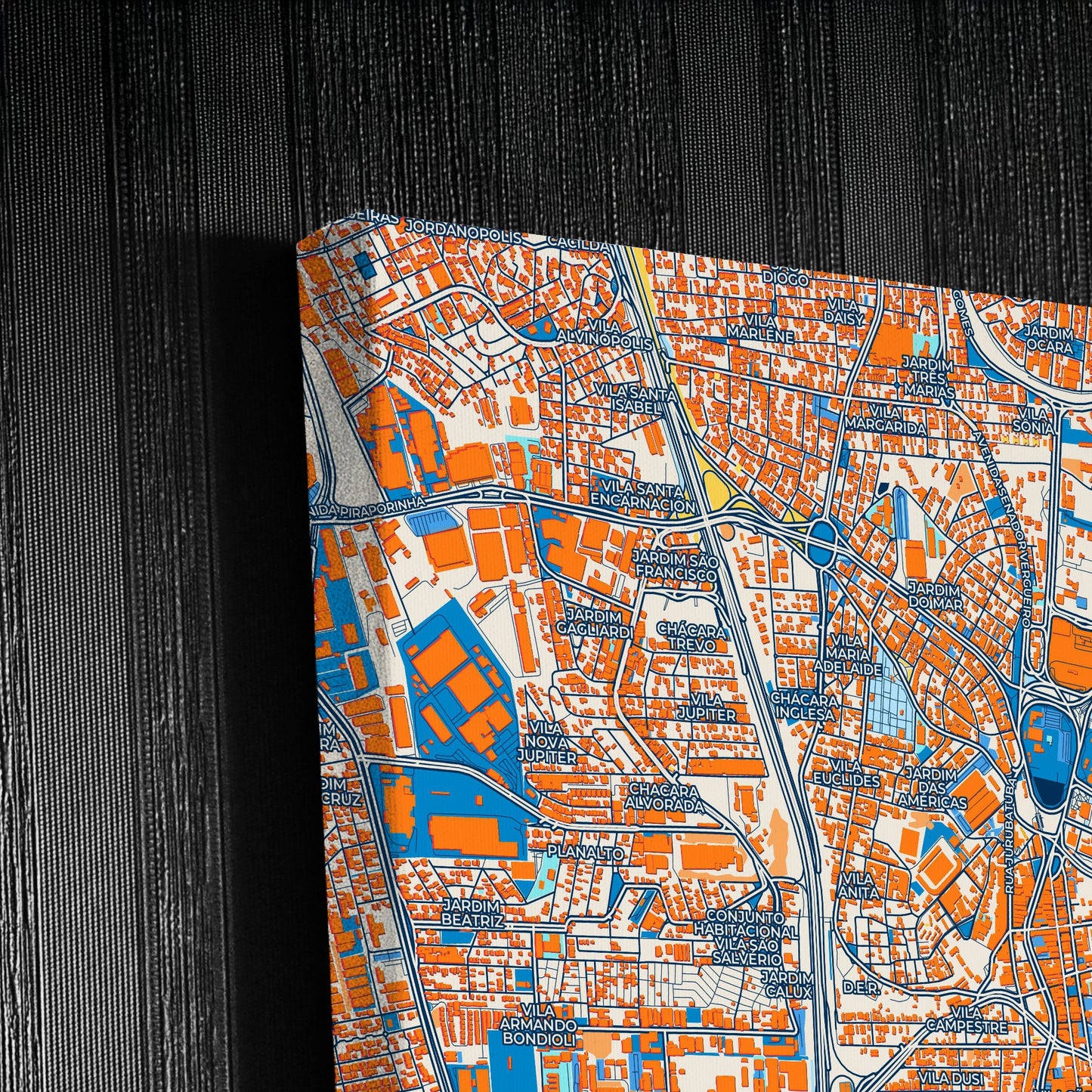 Sao Bernardo Do Campo Brazil Colorful City Map Canvas Print Detail