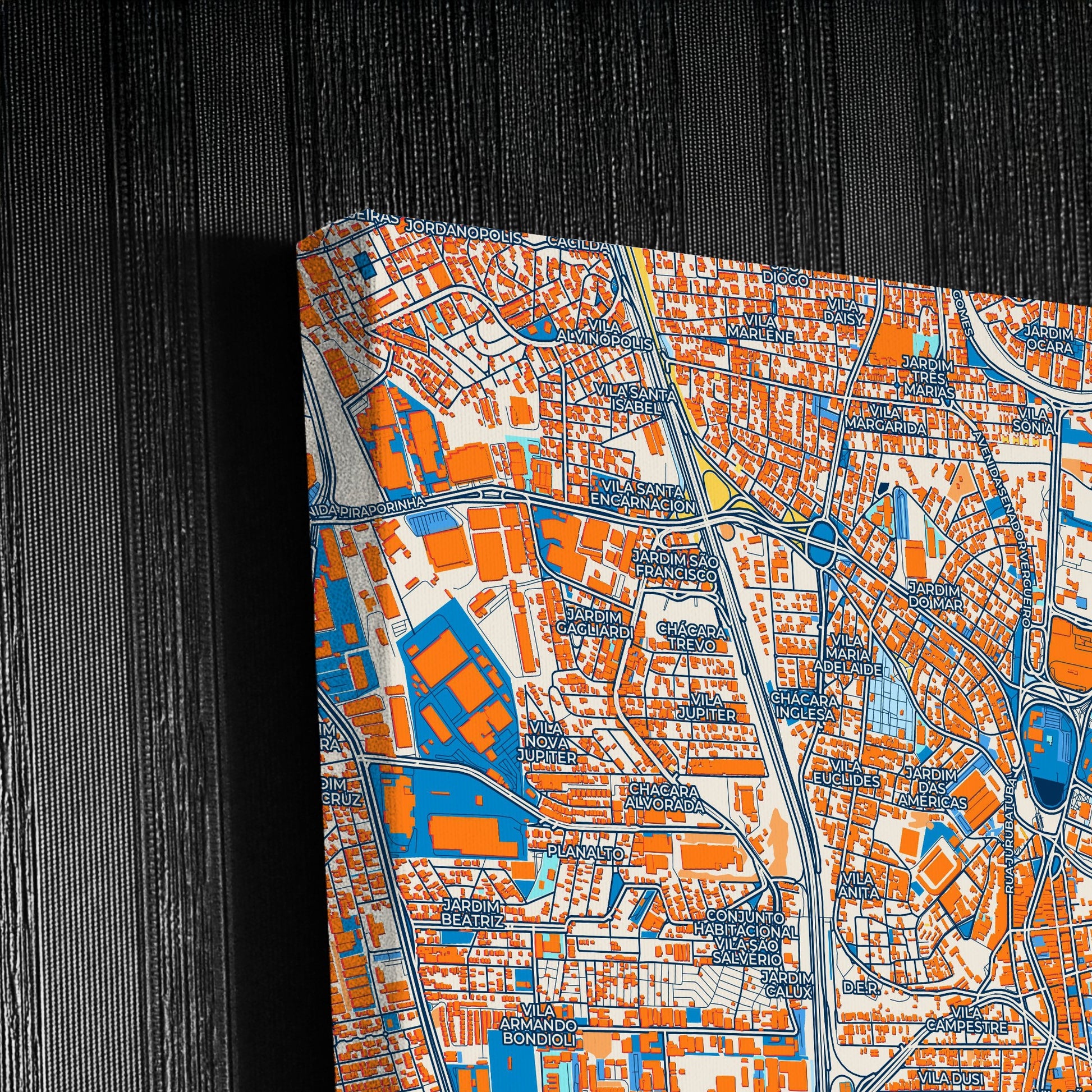 Sao Bernardo Do Campo Brazil Colorful City Map Canvas Print Detail