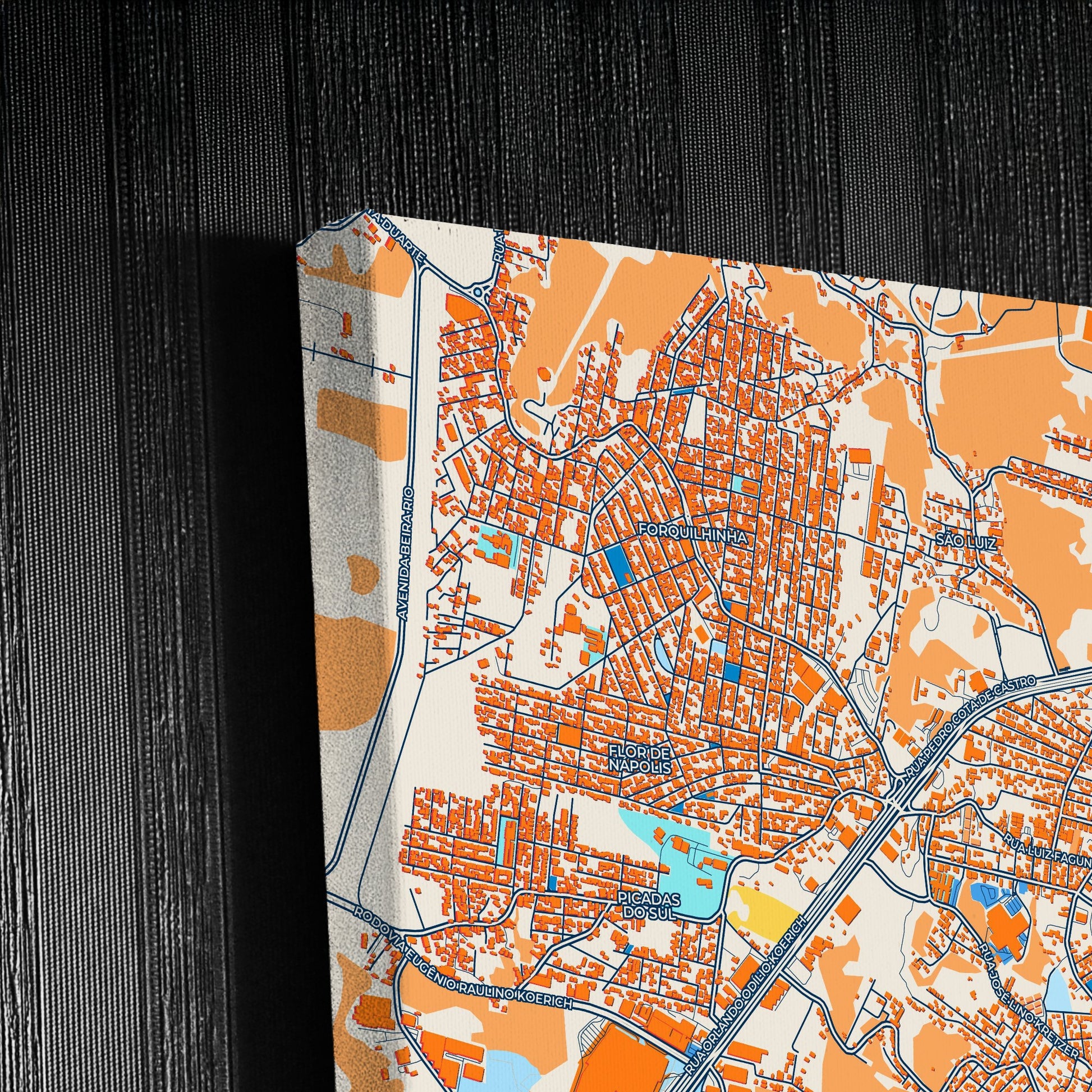 Sao Jose Brazil Colorful City Map Canvas Print Detail