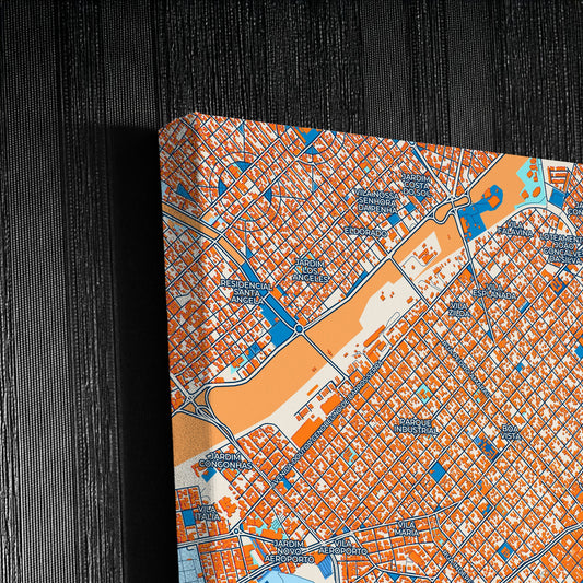 Sao Jose Do Rio Preto Brazil Colorful City Map Canvas Print Detail