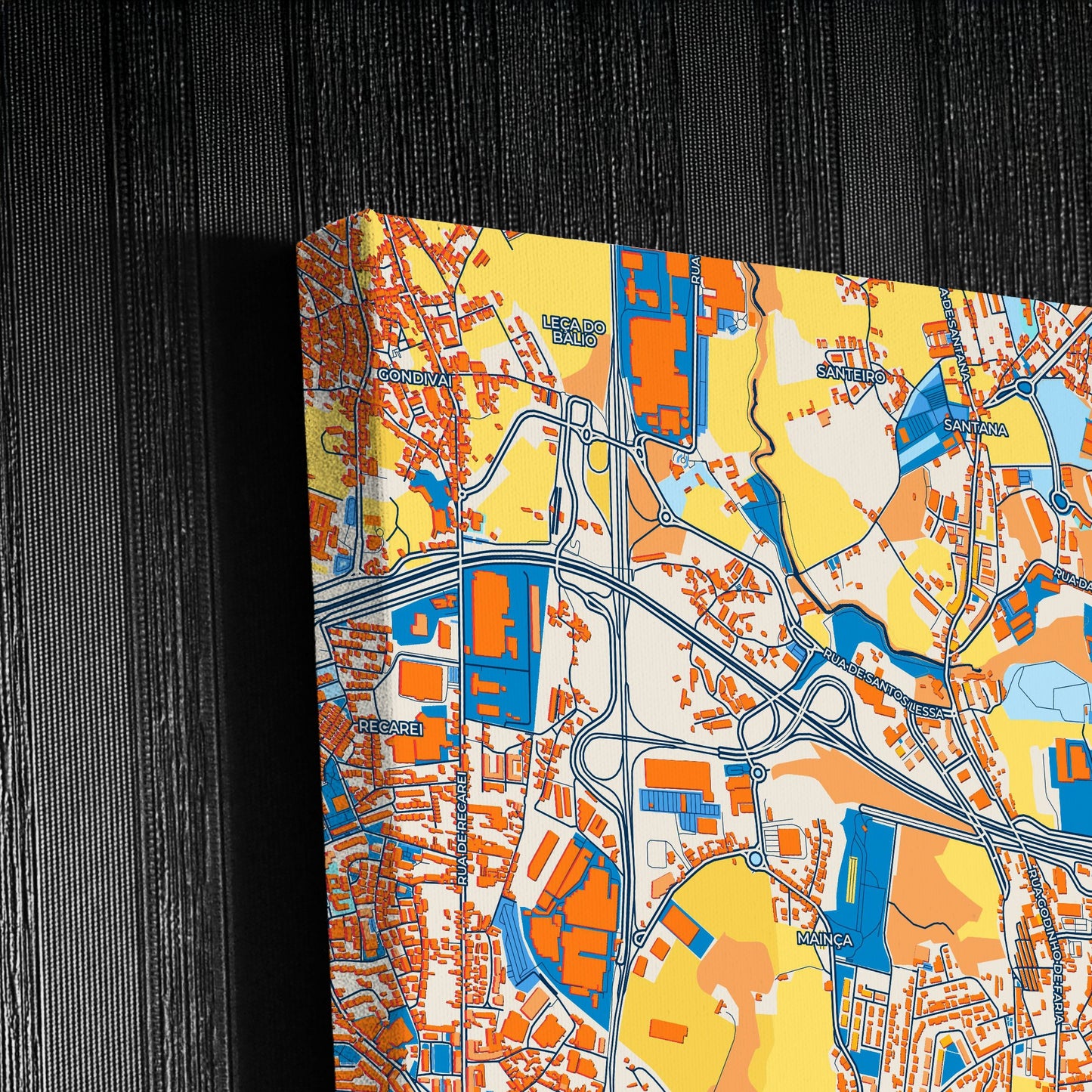 São Mamede De Infesta Portugal Colorful City Map Canvas Print Detail