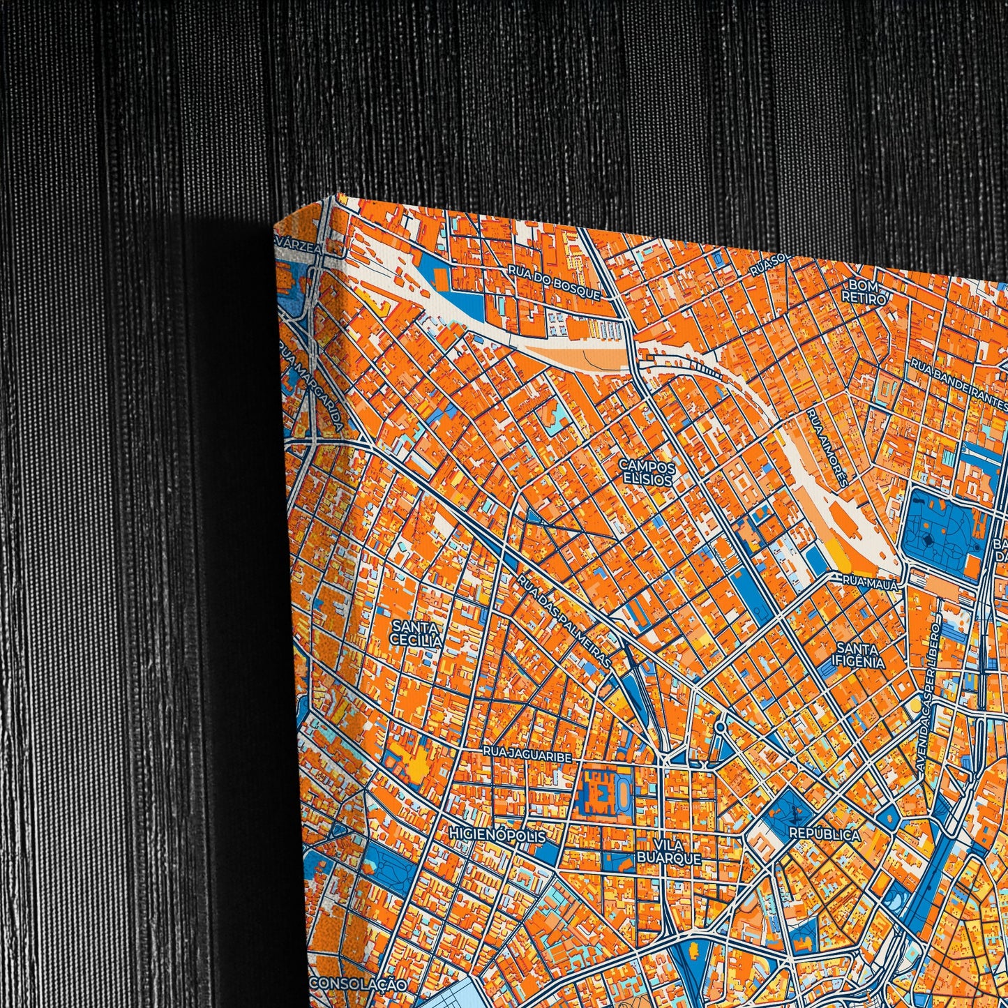 Sao Paulo Brazil Colorful City Map Canvas Print Detail