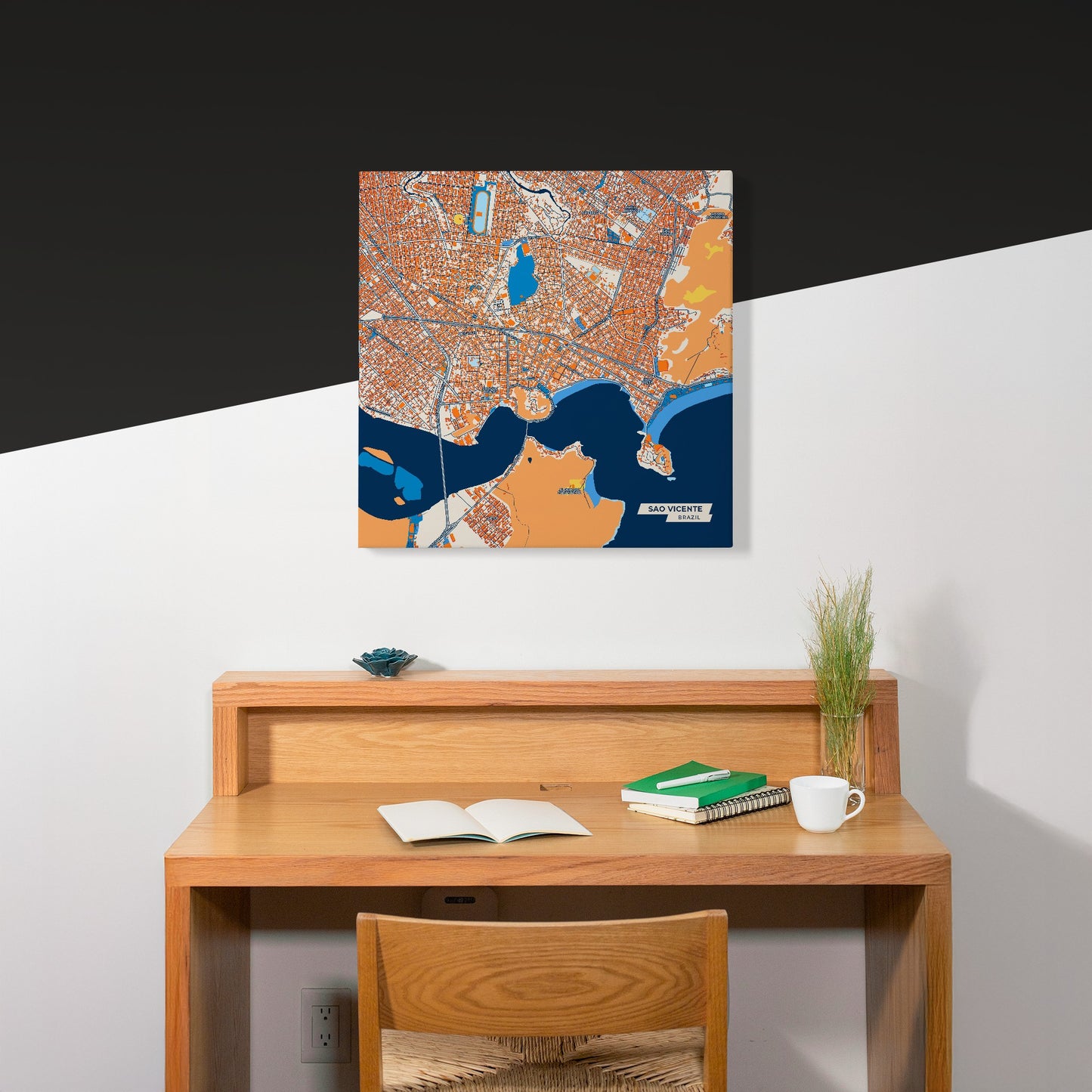 Sao Vicente Brazil Colorful City Map Canvas Print Scene
