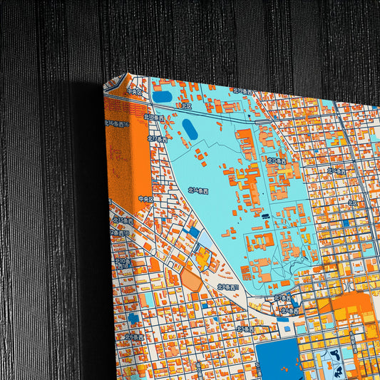 Sapporo Japan Colorful City Map Canvas Print Detail