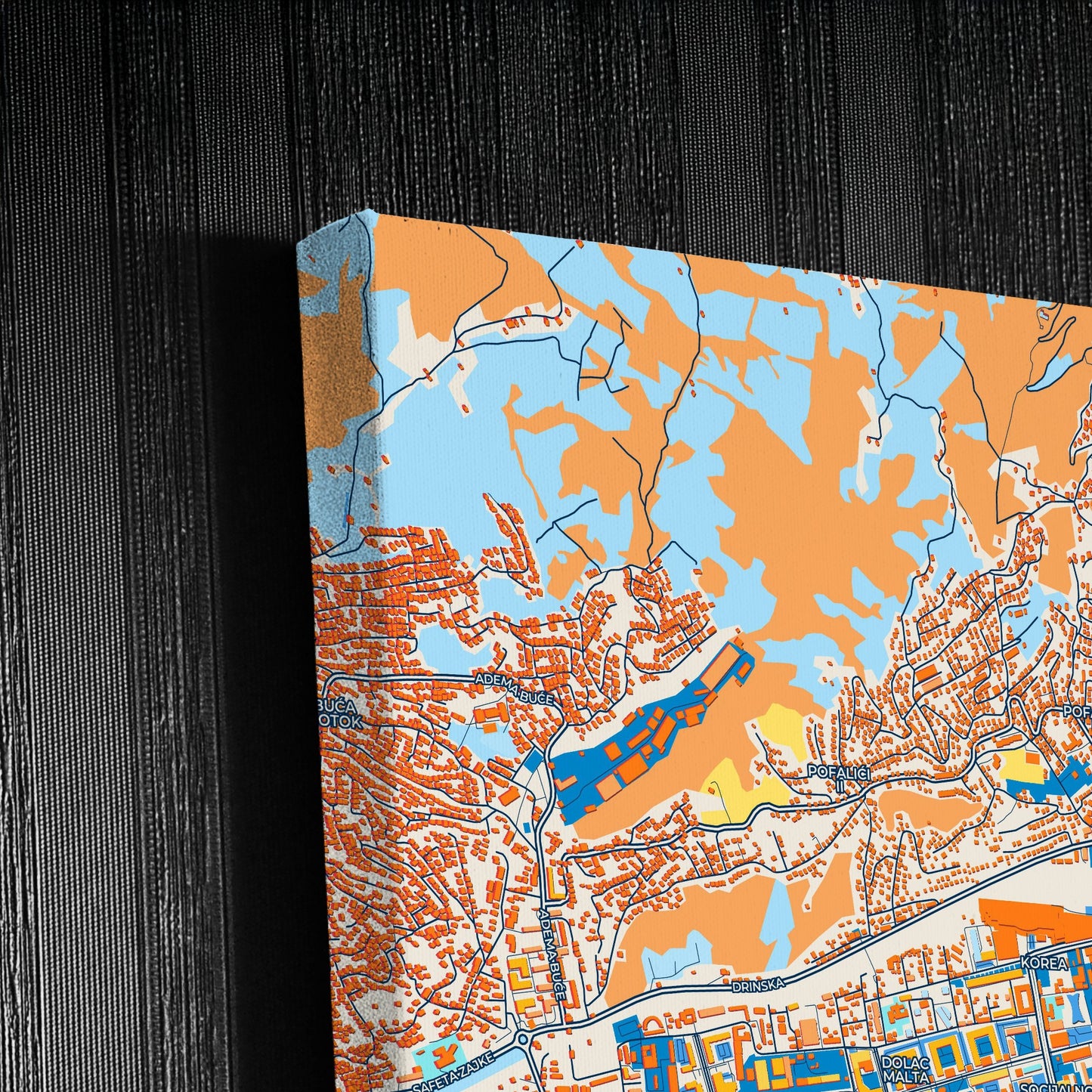 Sarajevo Bosnia And Herzegovina Colorful City Map Canvas Print Detail
