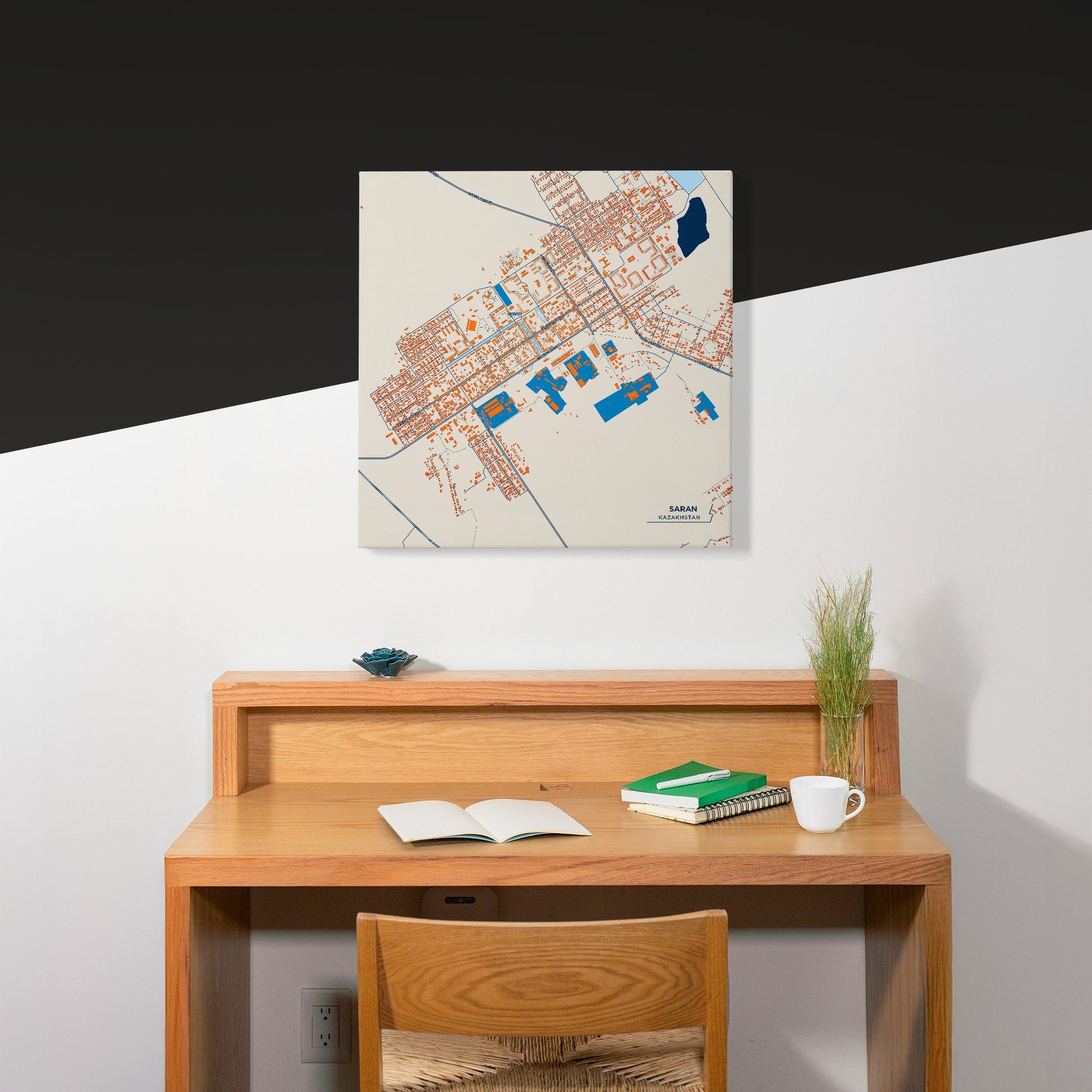 Saran Kazakhstan Colorful City Map Canvas Print Scene