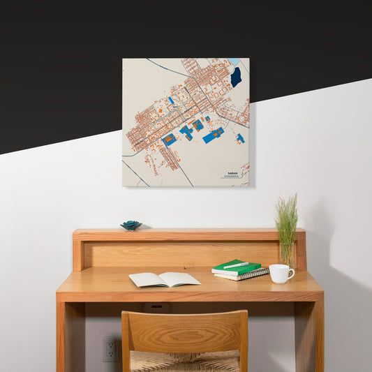 Saran Kazakhstan Colorful City Map Canvas Print Scene