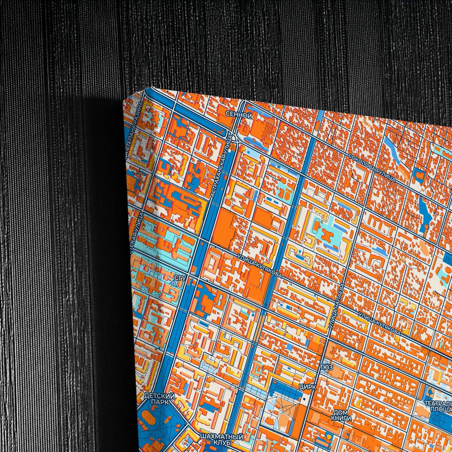 Саратов Russia Colorful City Map Canvas Print Detail