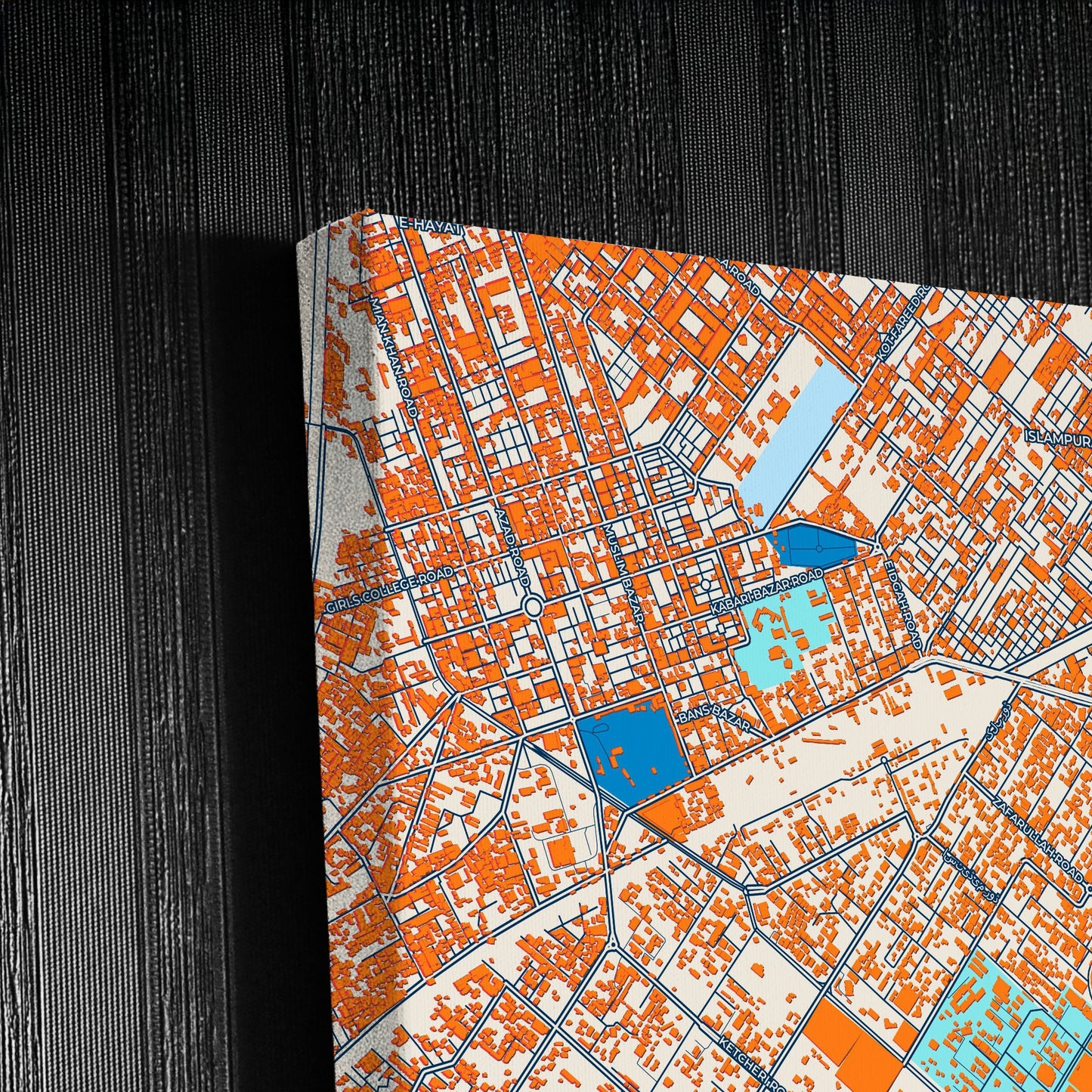 Sargodha Pakistan Colorful City Map Canvas Print Detail