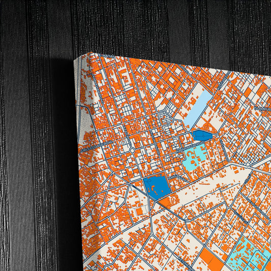 Sargodha Pakistan Colorful City Map Canvas Print Detail