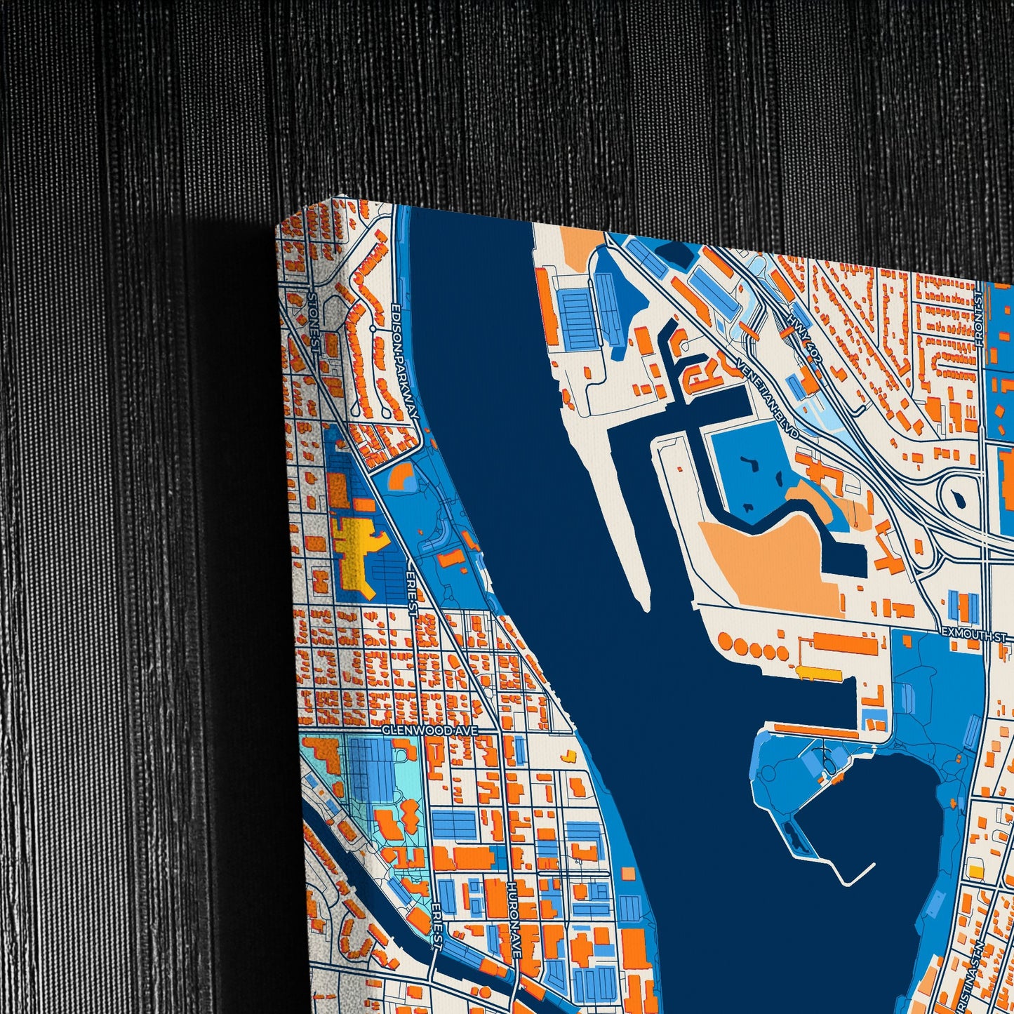 Sarnia Canada Colorful City Map Canvas Print Detail