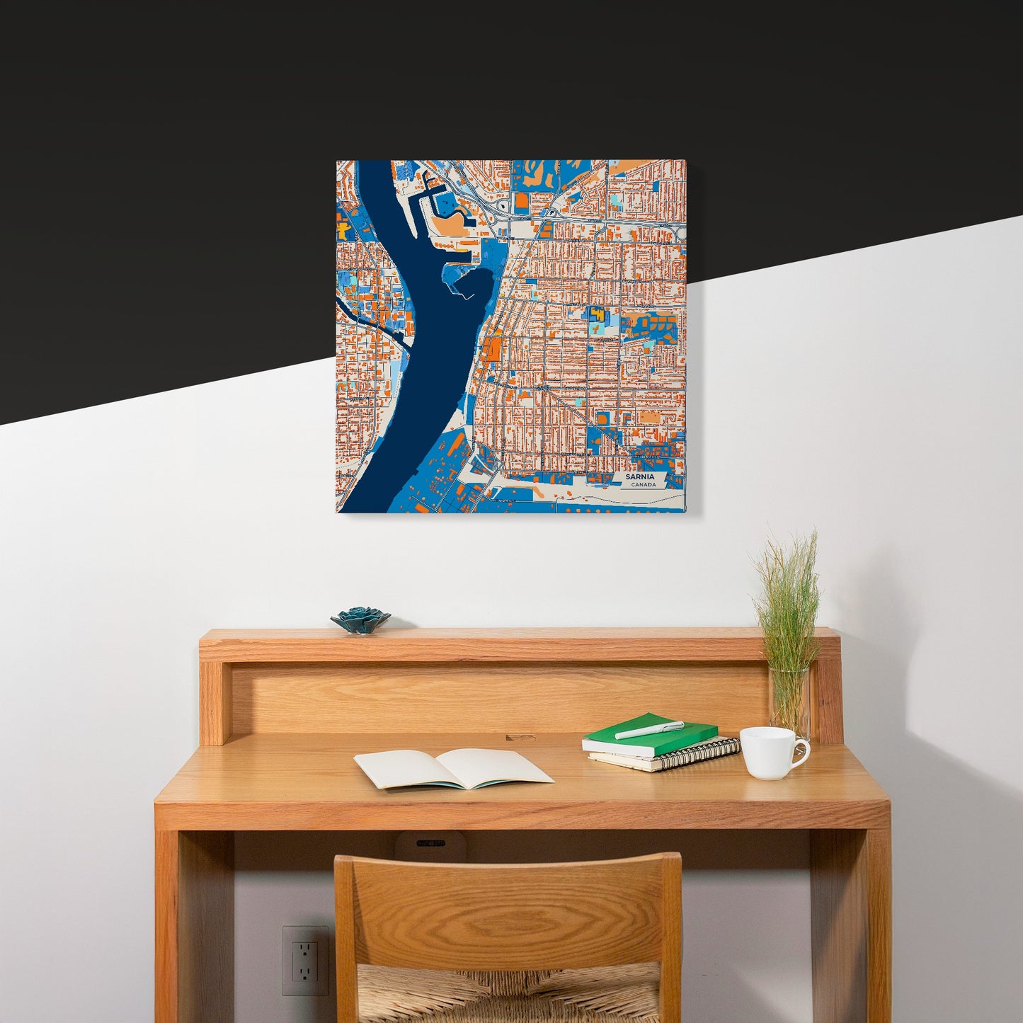 Sarnia Canada Colorful City Map Canvas Print Scene