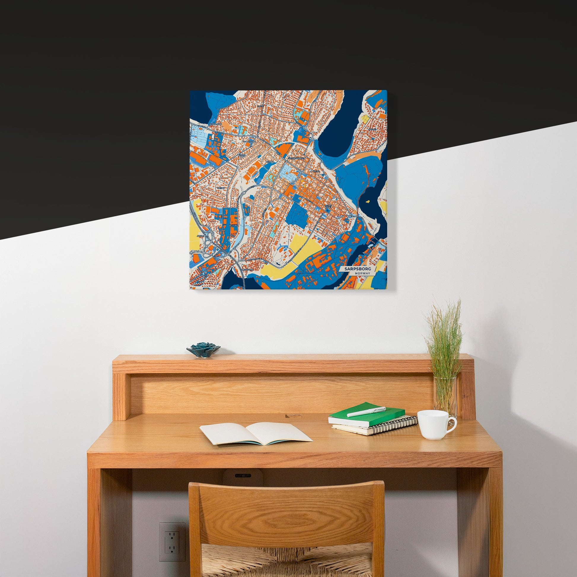 Sarpsborg Norway Colorful City Map Canvas Print Scene