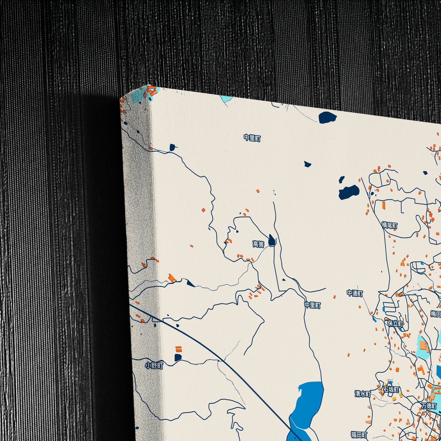 Sasebo Japan Colorful City Map Canvas Print Detail