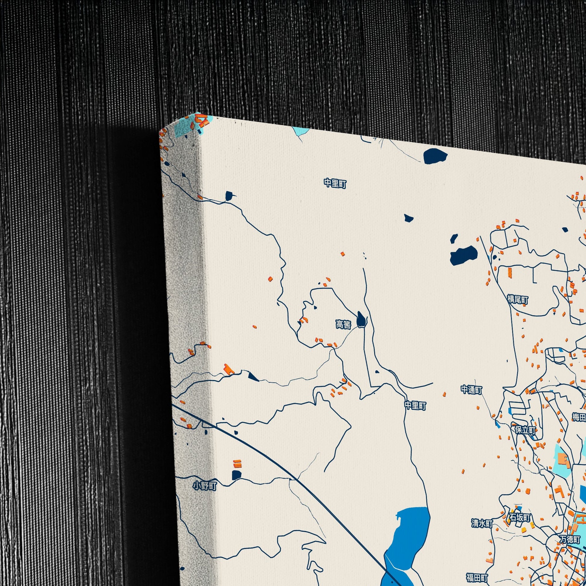 Sasebo Japan Colorful City Map Canvas Print Detail