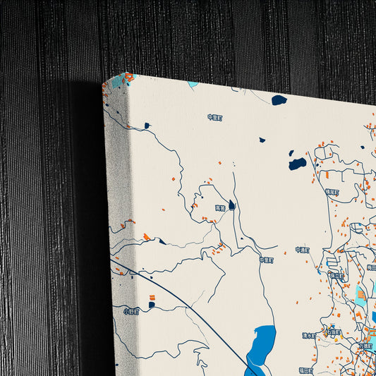 Sasebo Japan Colorful City Map Canvas Print Detail