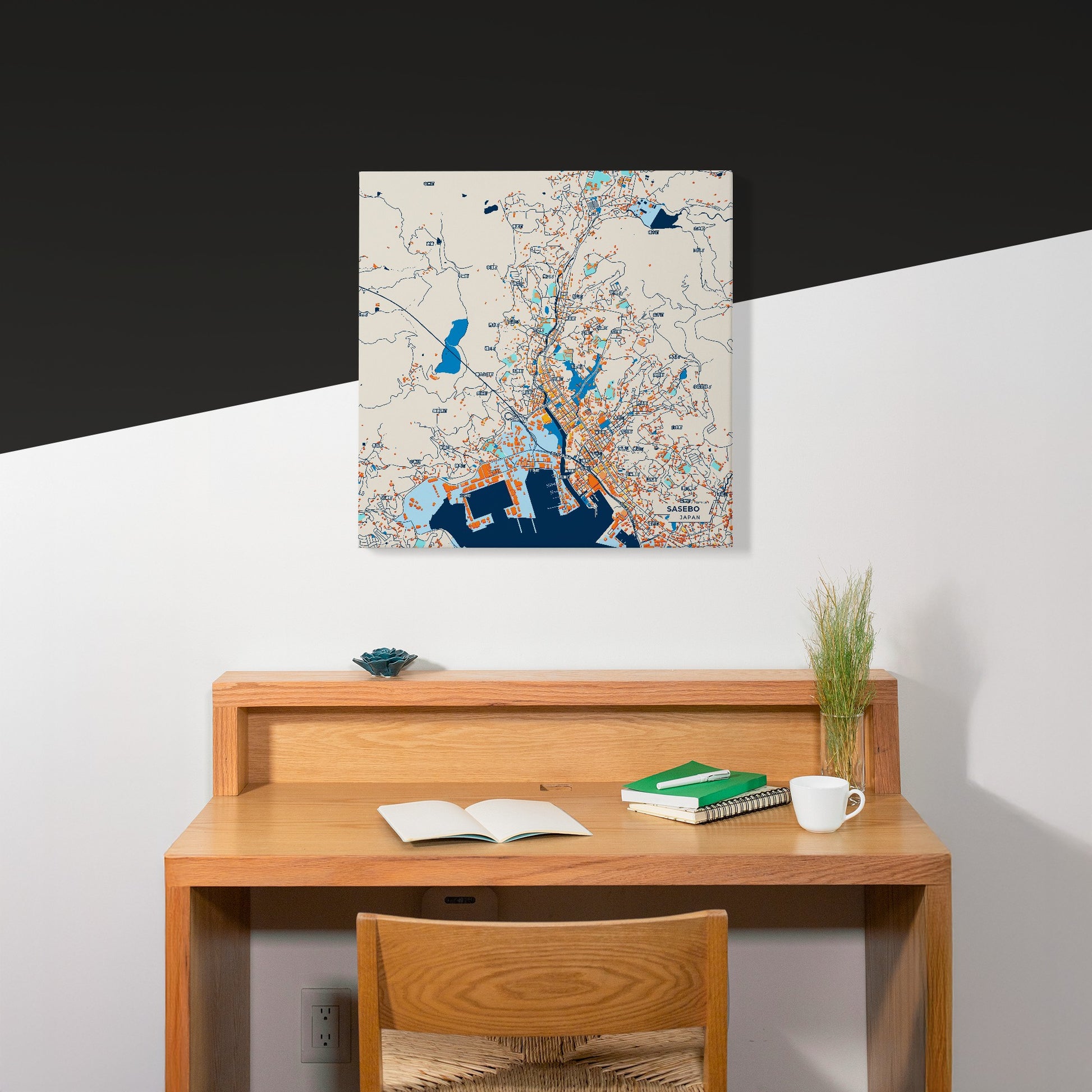 Sasebo Japan Colorful City Map Canvas Print Scene