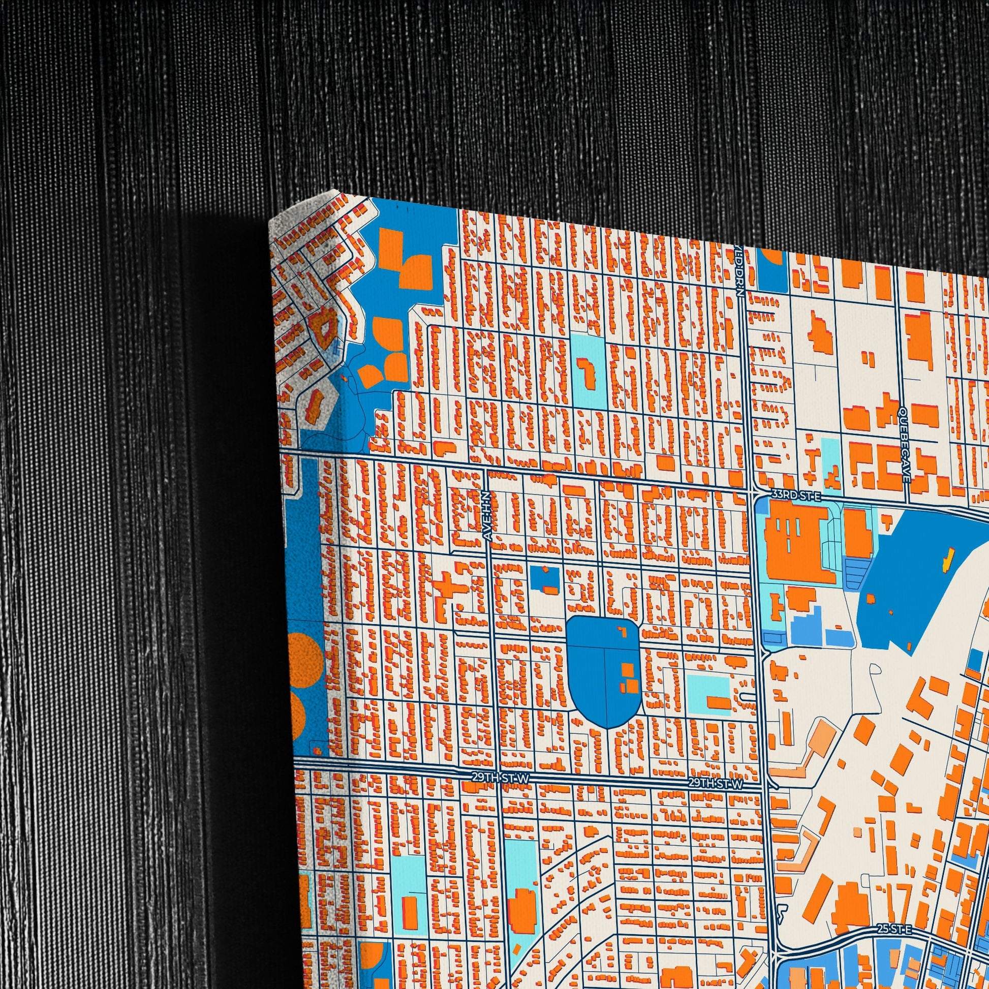 Saskatoon Canada Colorful City Map Canvas Print Detail