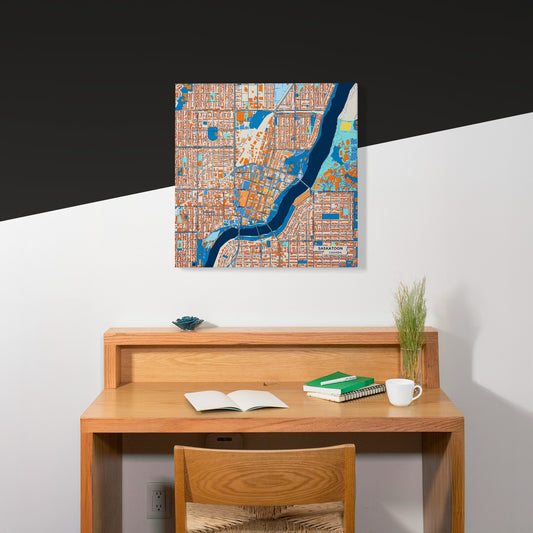 Saskatoon Canada Colorful City Map Canvas Print Scene