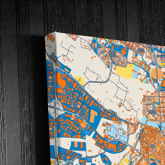 Sassari Italy Colorful City Map Canvas Print Detail