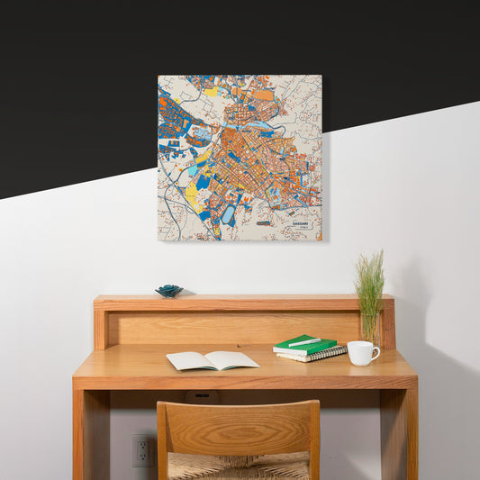 Sassari Italy Colorful City Map Canvas Print Scene