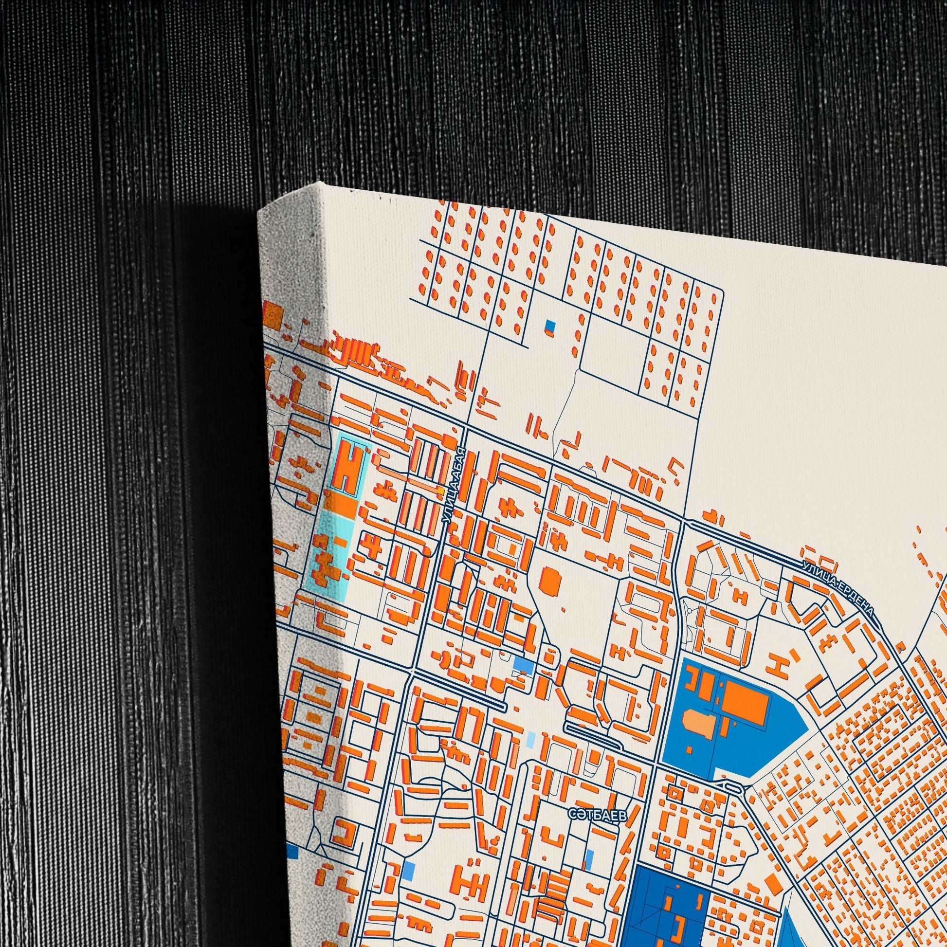 Satpayev Kazakhstan Colorful City Map Canvas Print Detail
