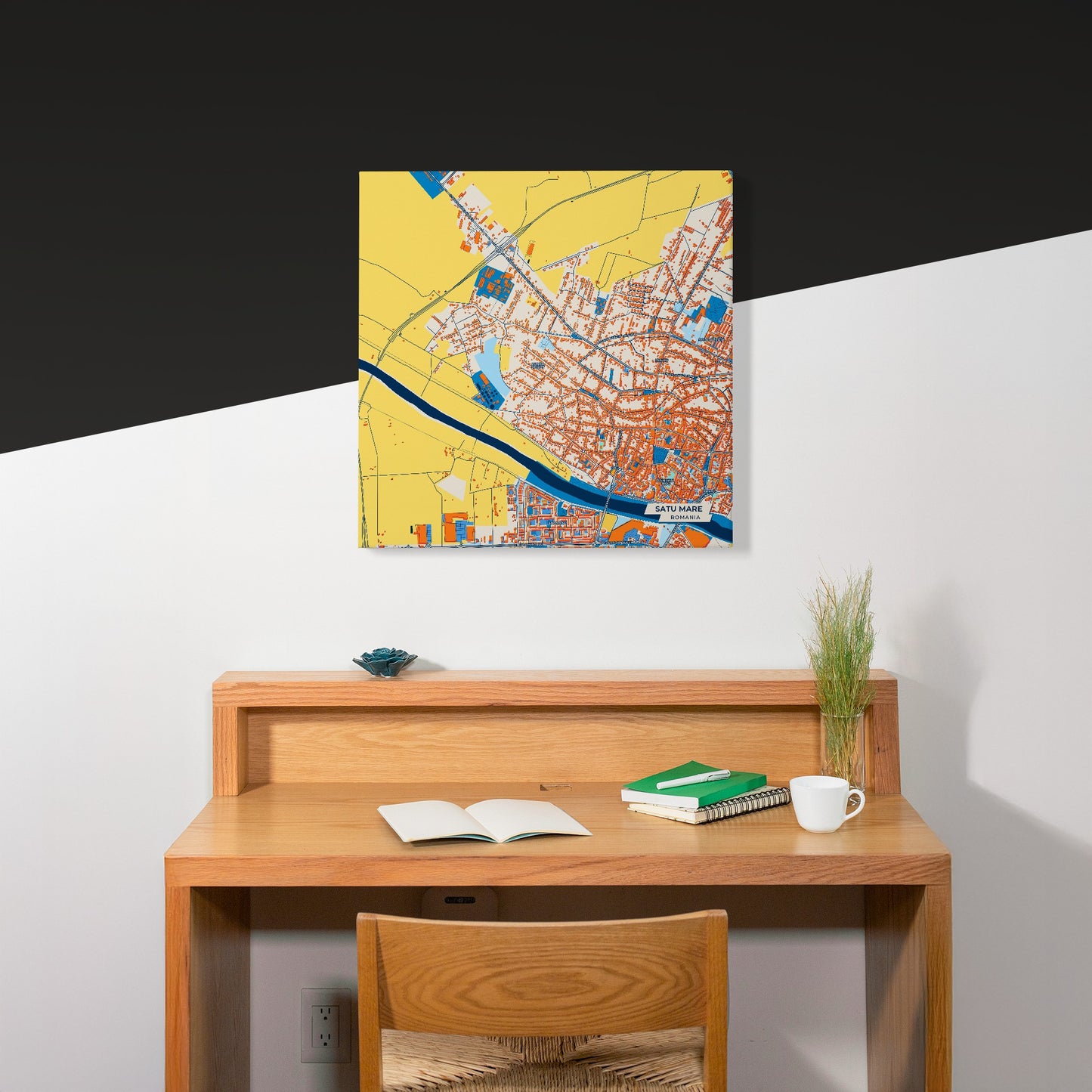 Satu Mare Romania Colorful City Map Canvas Print Scene