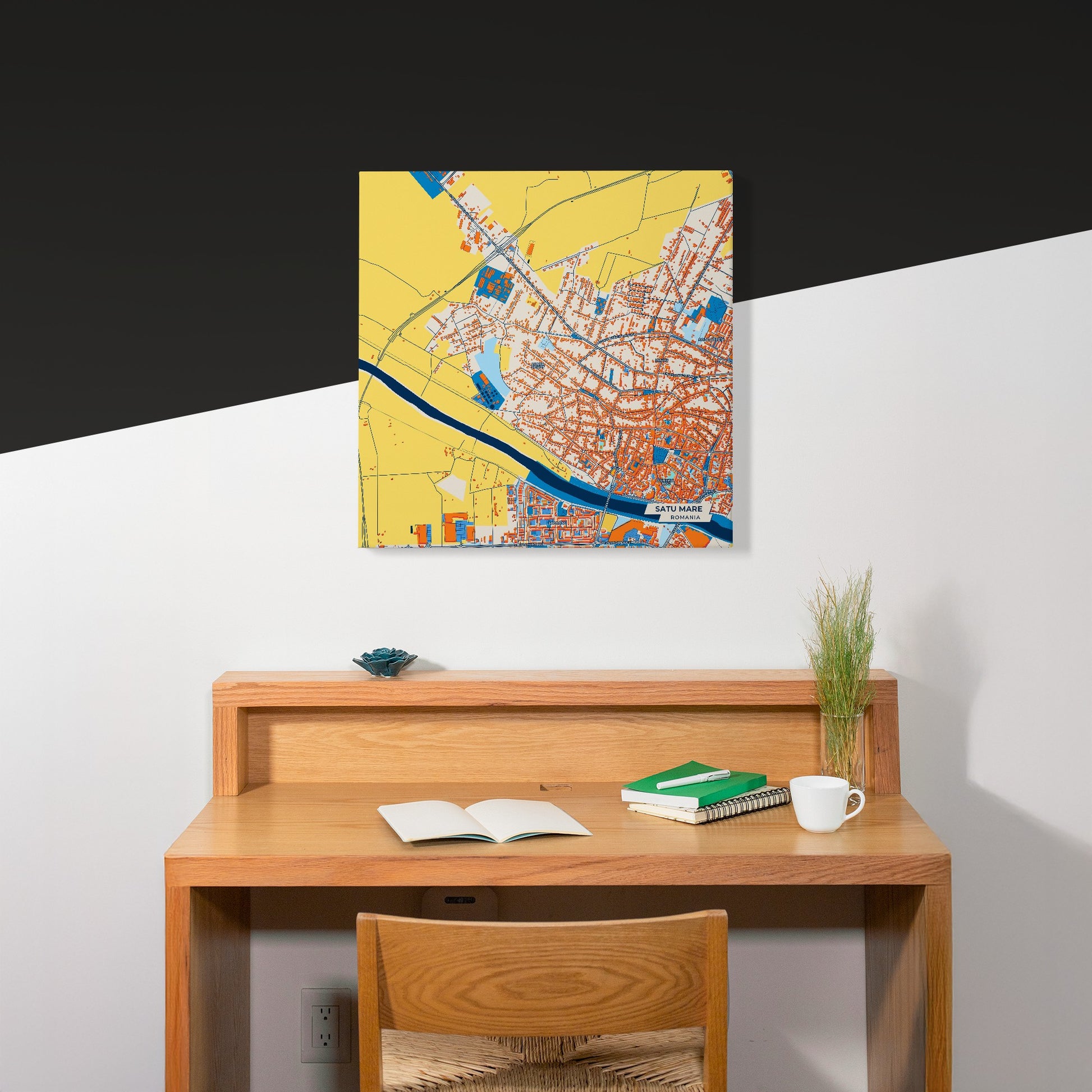 Satu Mare Romania Colorful City Map Canvas Print Scene