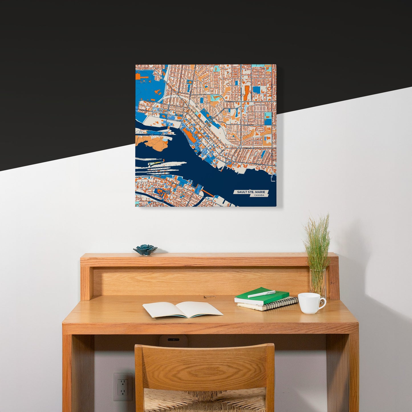 Sault Ste. Marie Canada Colorful City Map Canvas Print Scene