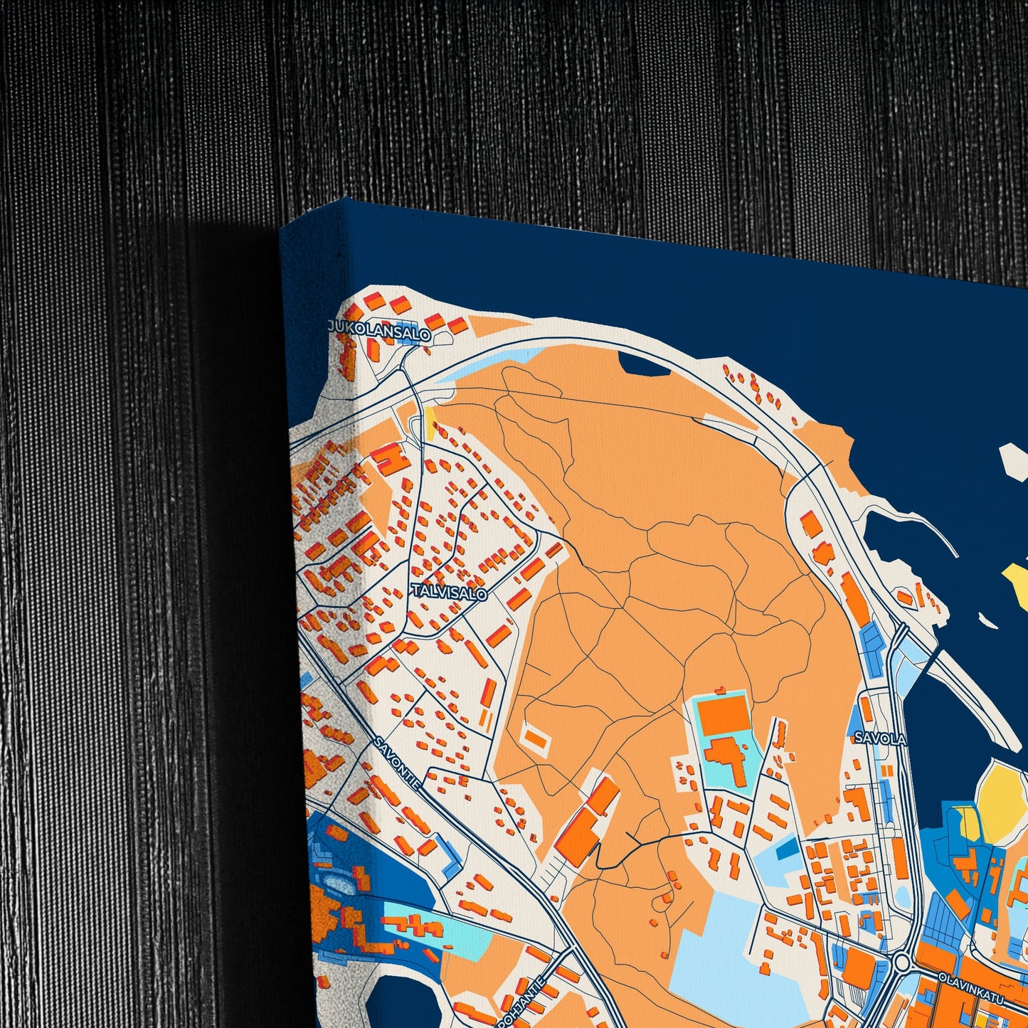 Savonlinna Finland Colorful City Map Canvas Print Detail