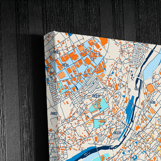 Sayama Japan Colorful City Map Canvas Print Detail