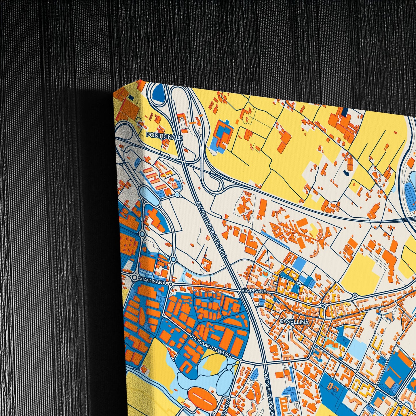 Scandicci Italy Colorful City Map Canvas Print Detail
