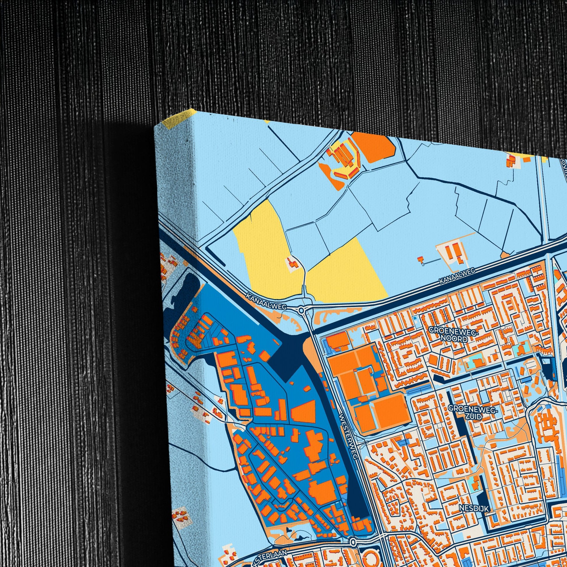 Schagen Netherlands Colorful City Map Canvas Print Detail