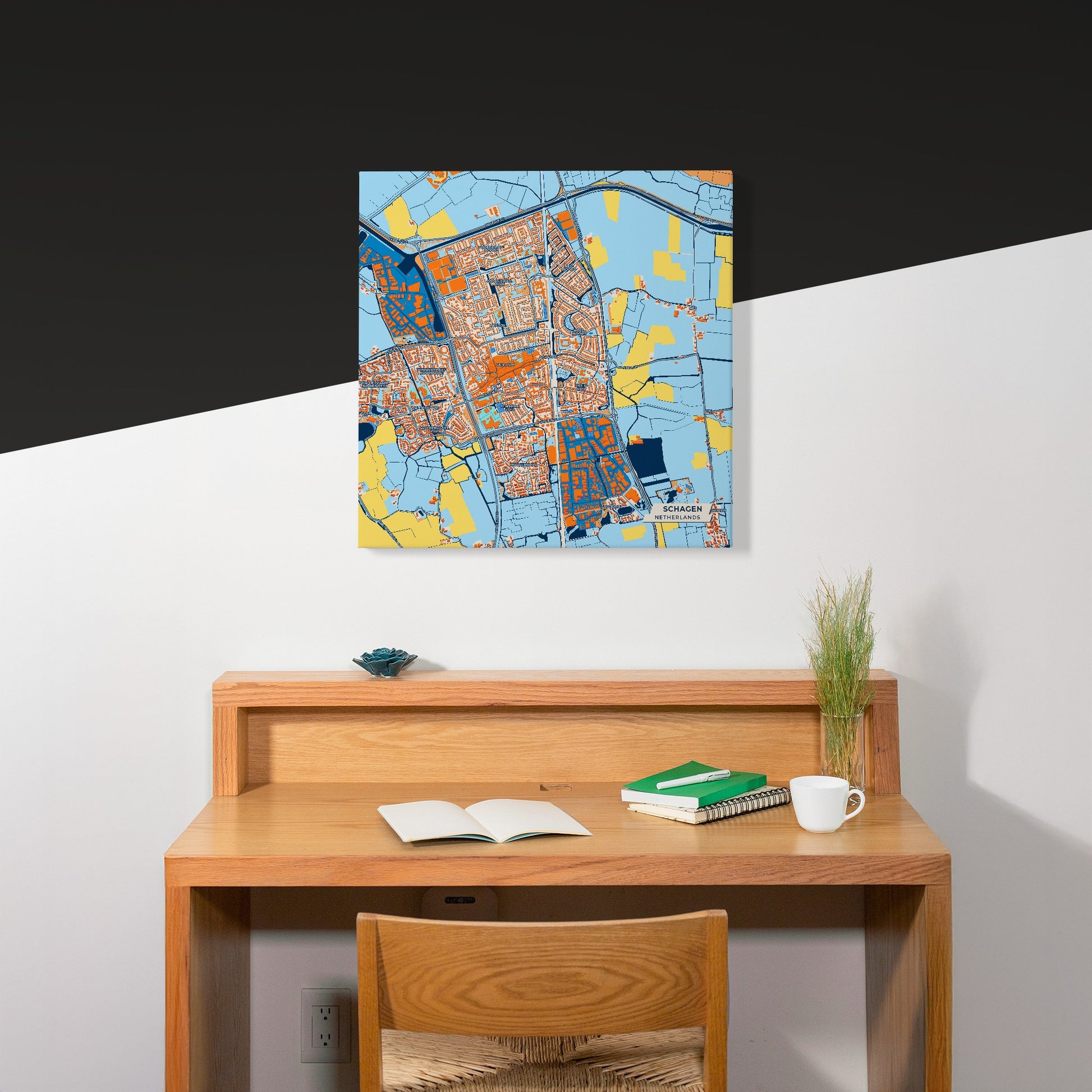 Schagen Netherlands Colorful City Map Canvas Print Scene