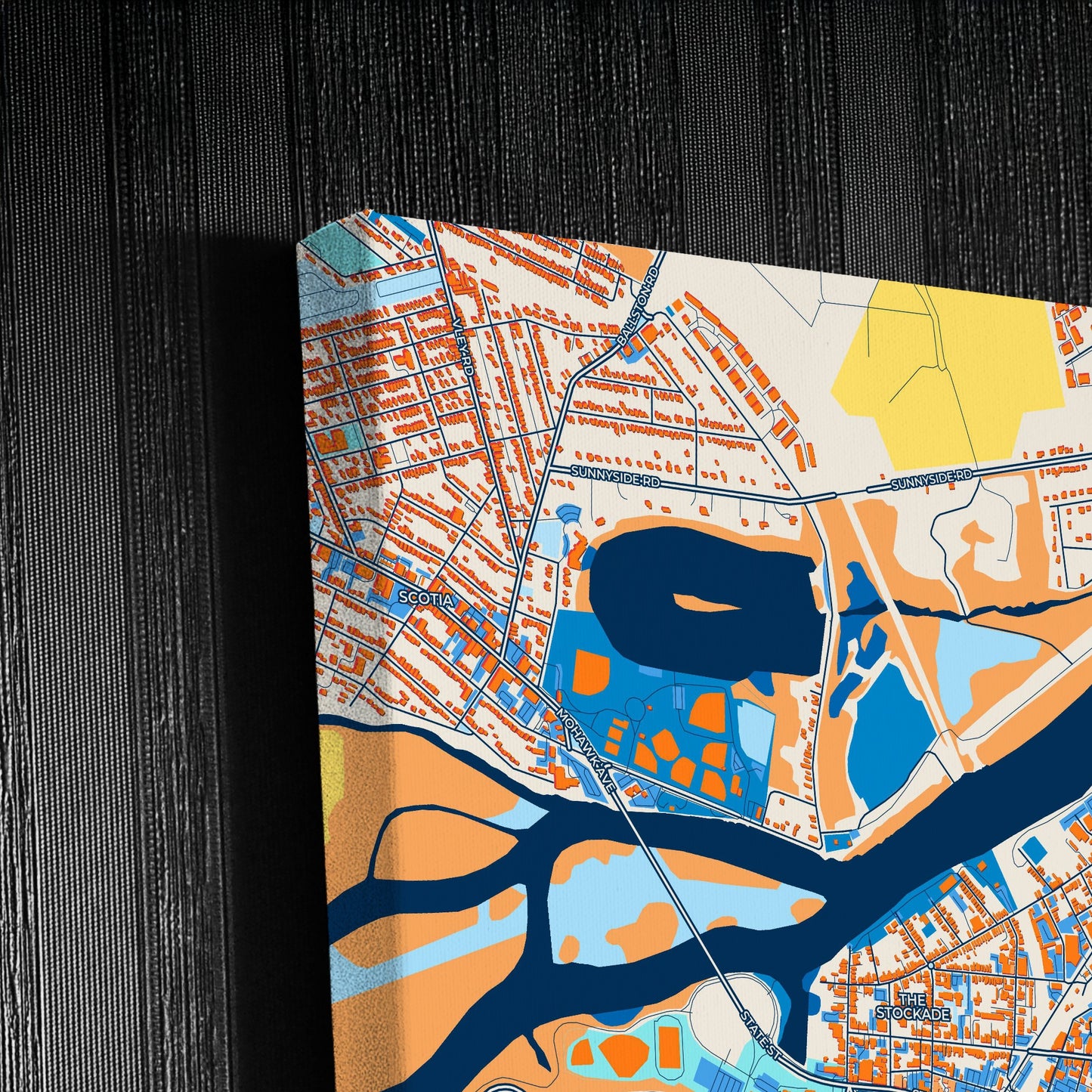 Schenectady New York Colorful City Map Canvas Print Detail