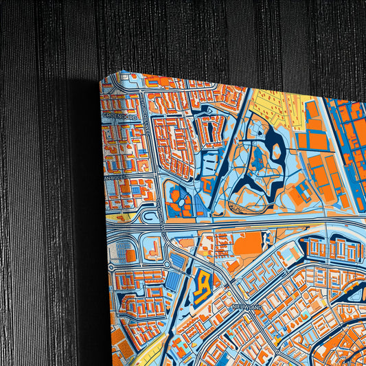 Schiedam Netherlands Colorful City Map Canvas Print Detail