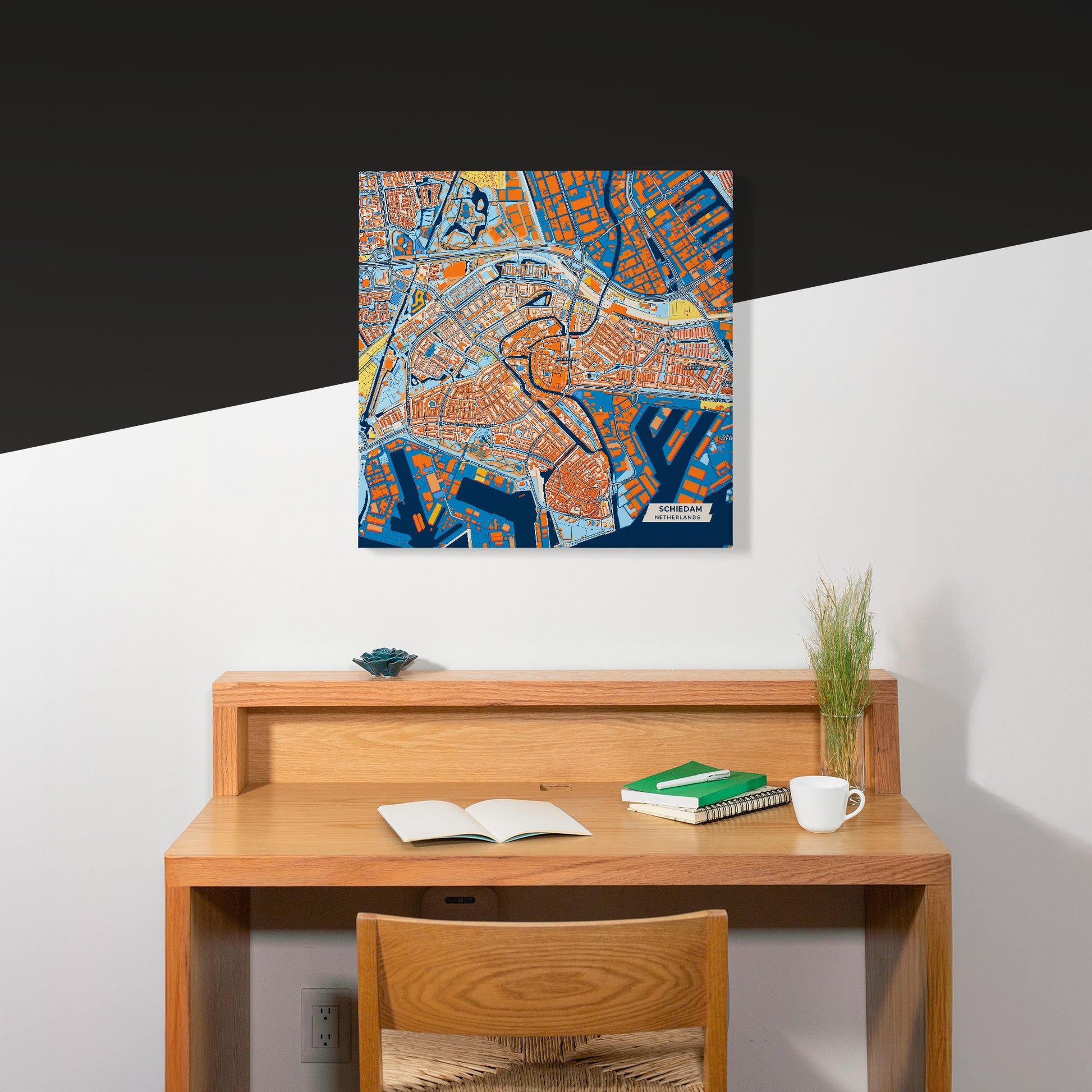 Schiedam Netherlands Colorful City Map Canvas Print Scene