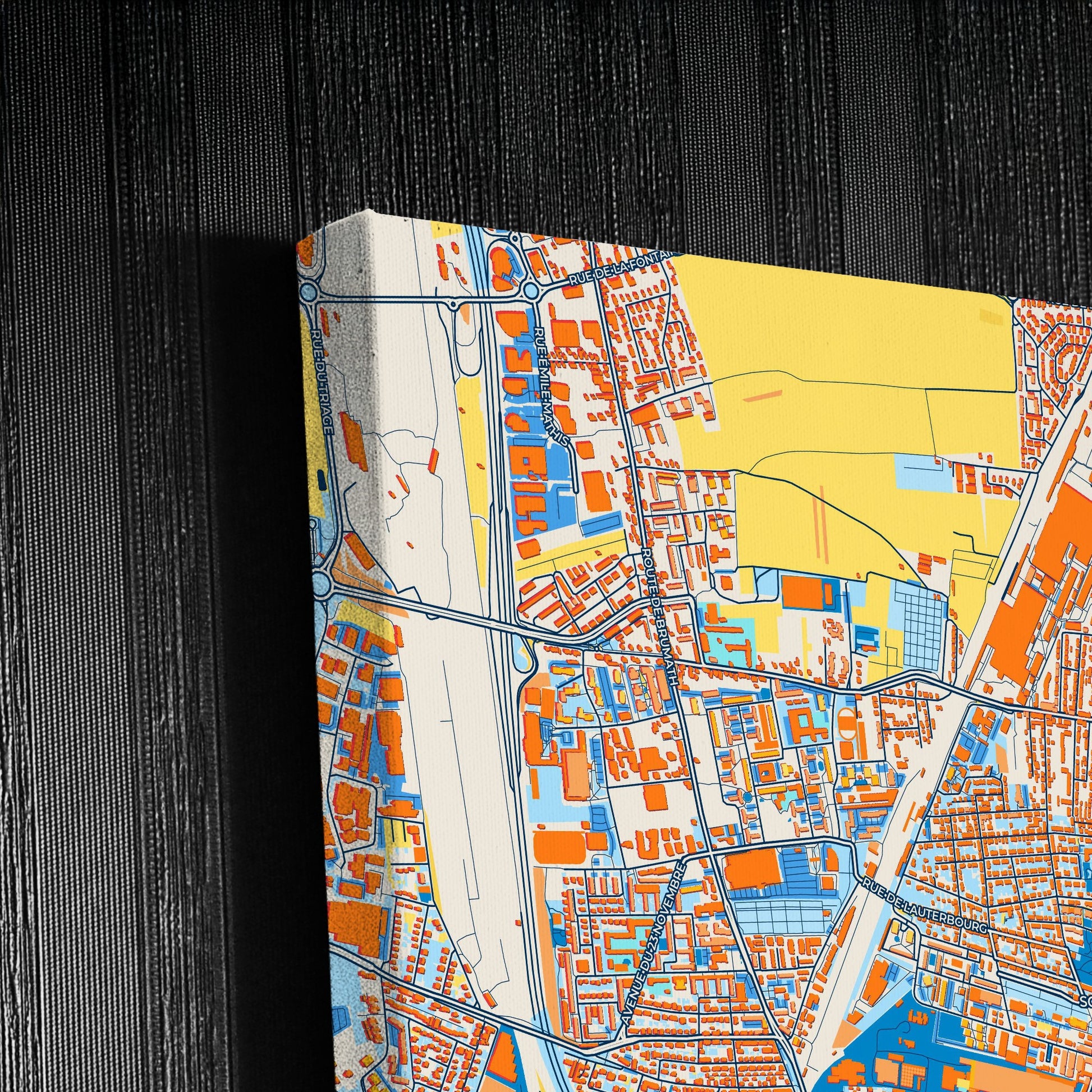 Schiltigheim France Colorful City Map Canvas Print Detail